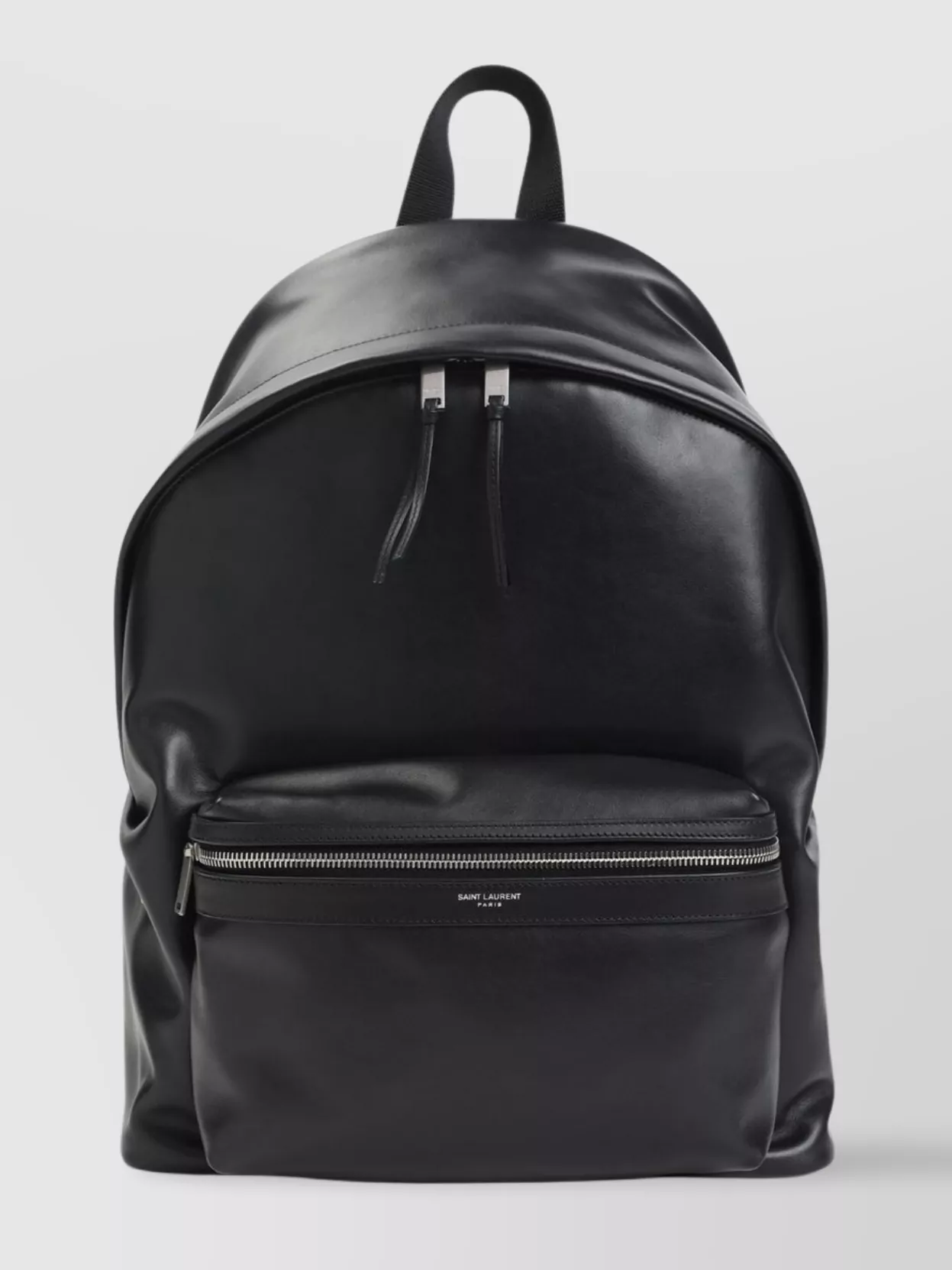 Saint Laurent Leather City Backpack Silver Hardware