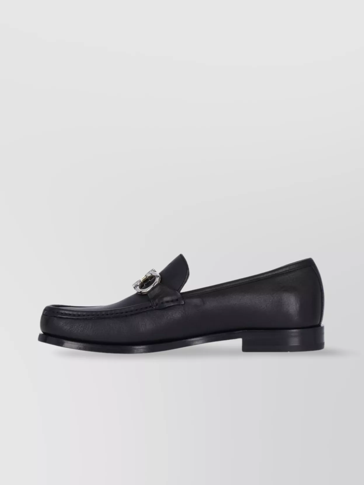 Ferragamo Loafers With Round Toe And Metal Hardware