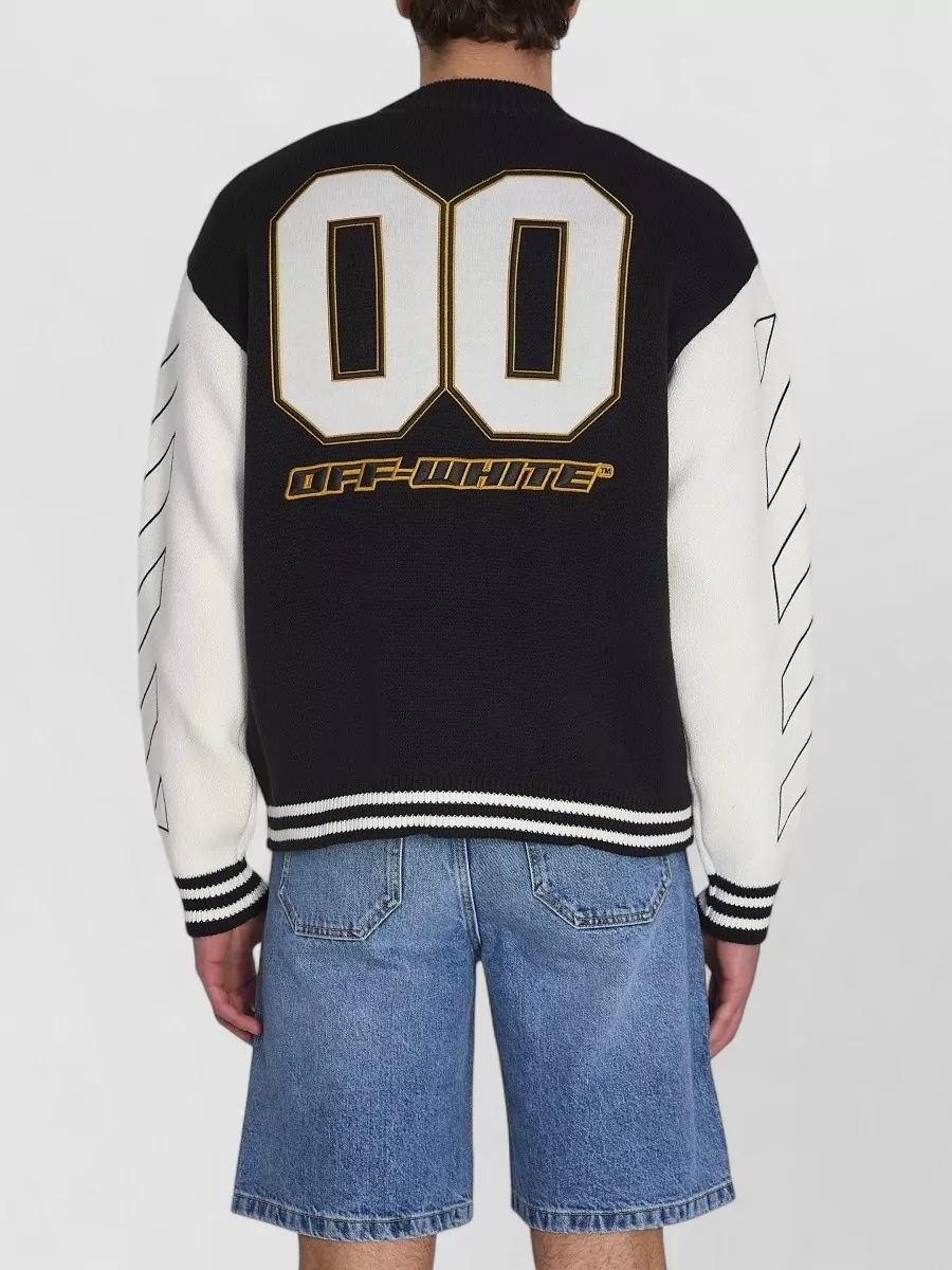 Off-White Ribbed V-Neck Cardigan