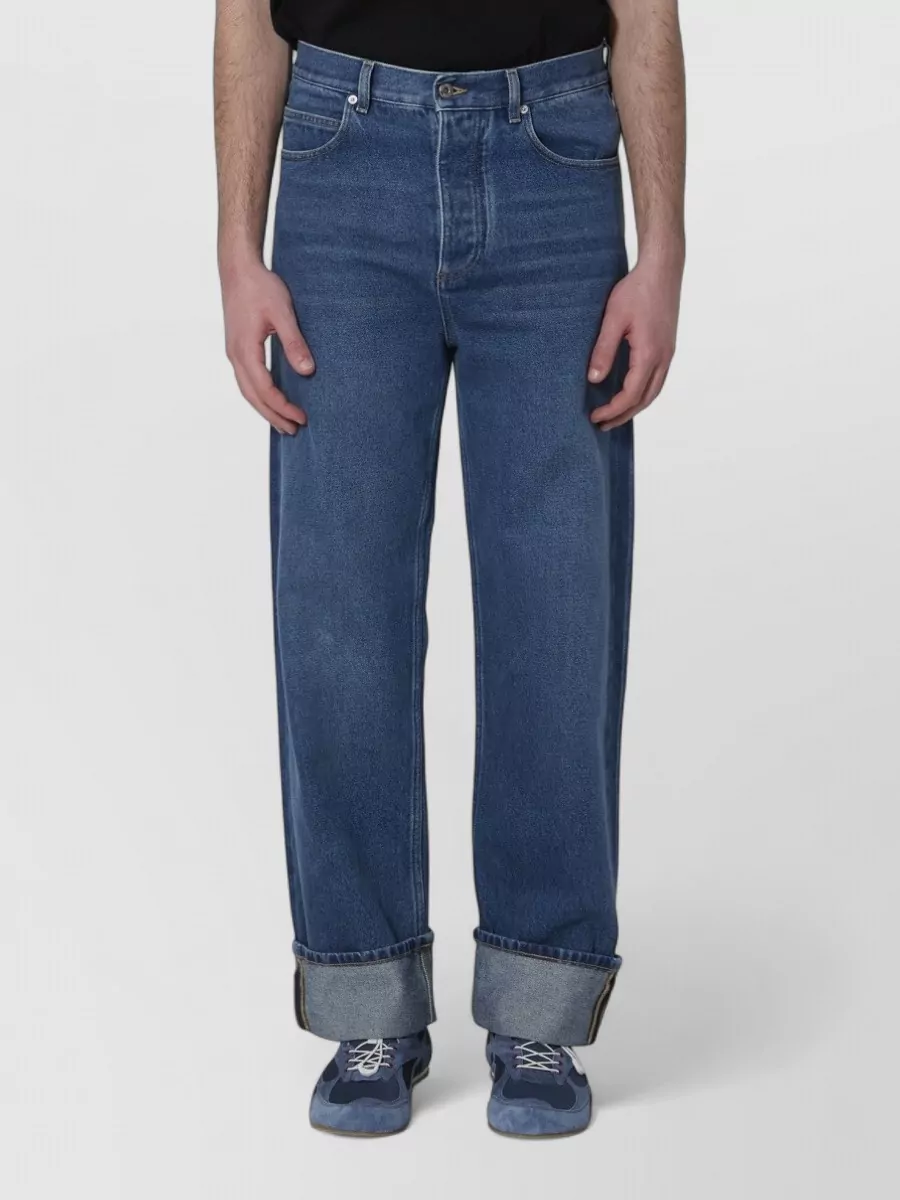 Bottega Veneta denim cuffed mid-rise wide-leg trousers
