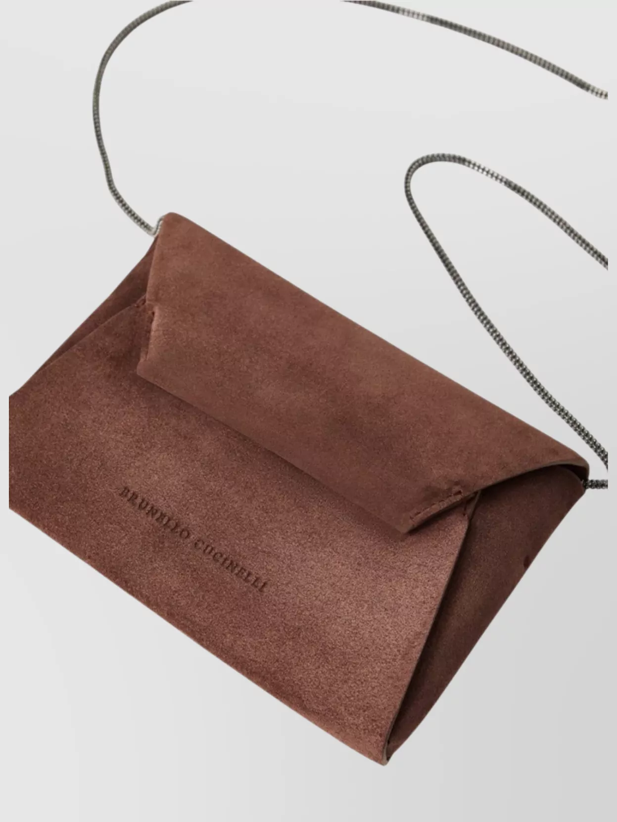 Brunello Cucinelli Small Envelope Suede Clutch Bag With Monili Decoration