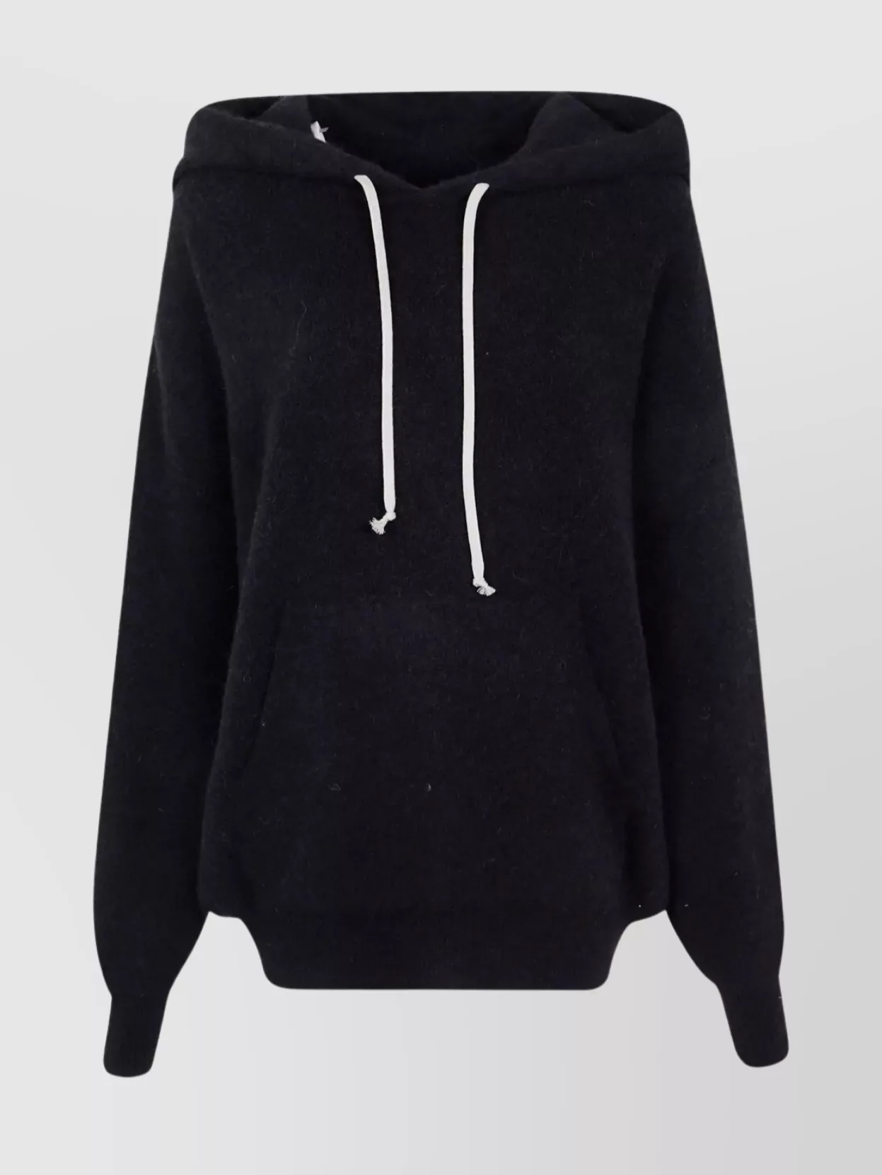 Rick Owens Hooded Sweater With Drawstring And Pocket In Black
