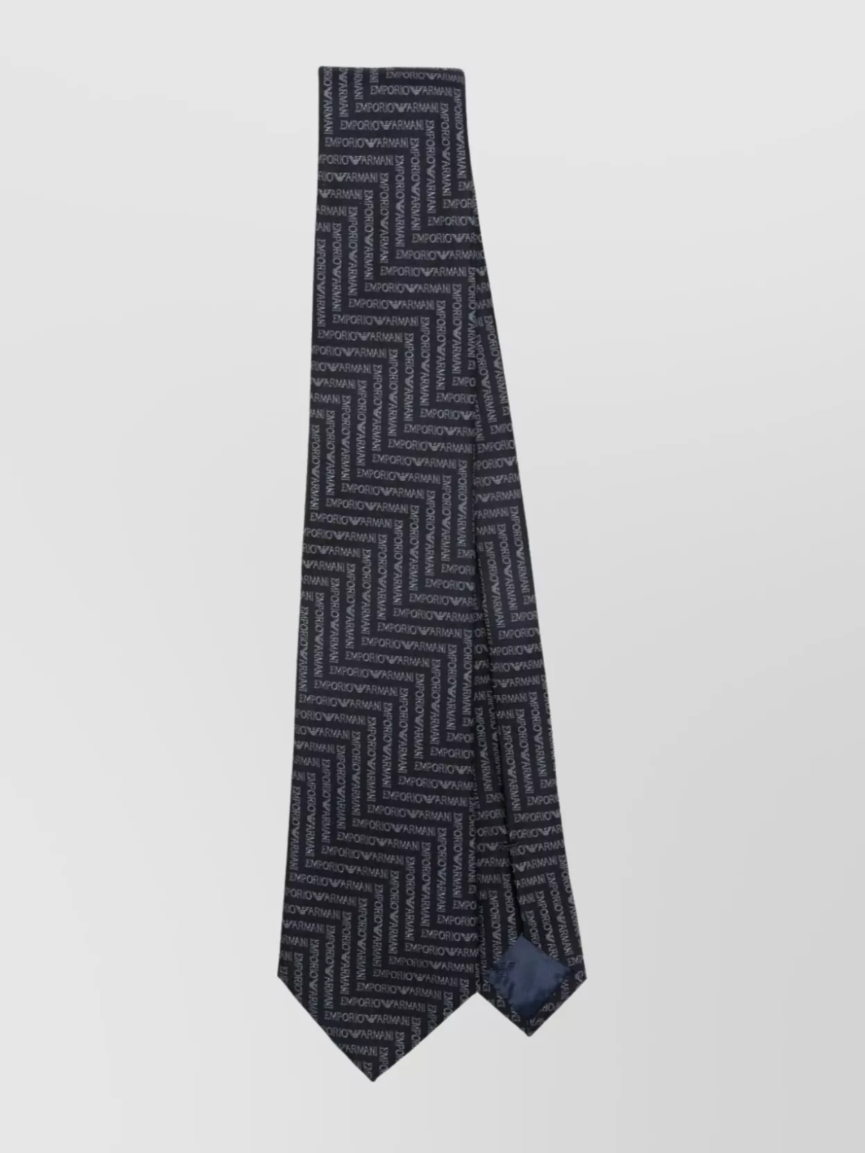 Emporio Armani Jacquard Logo Silk Tie Chevron Design