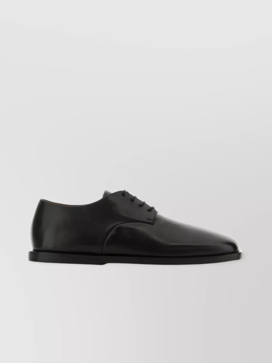 Shop Marsèll Squared Toe Leather Lace-ups In Black