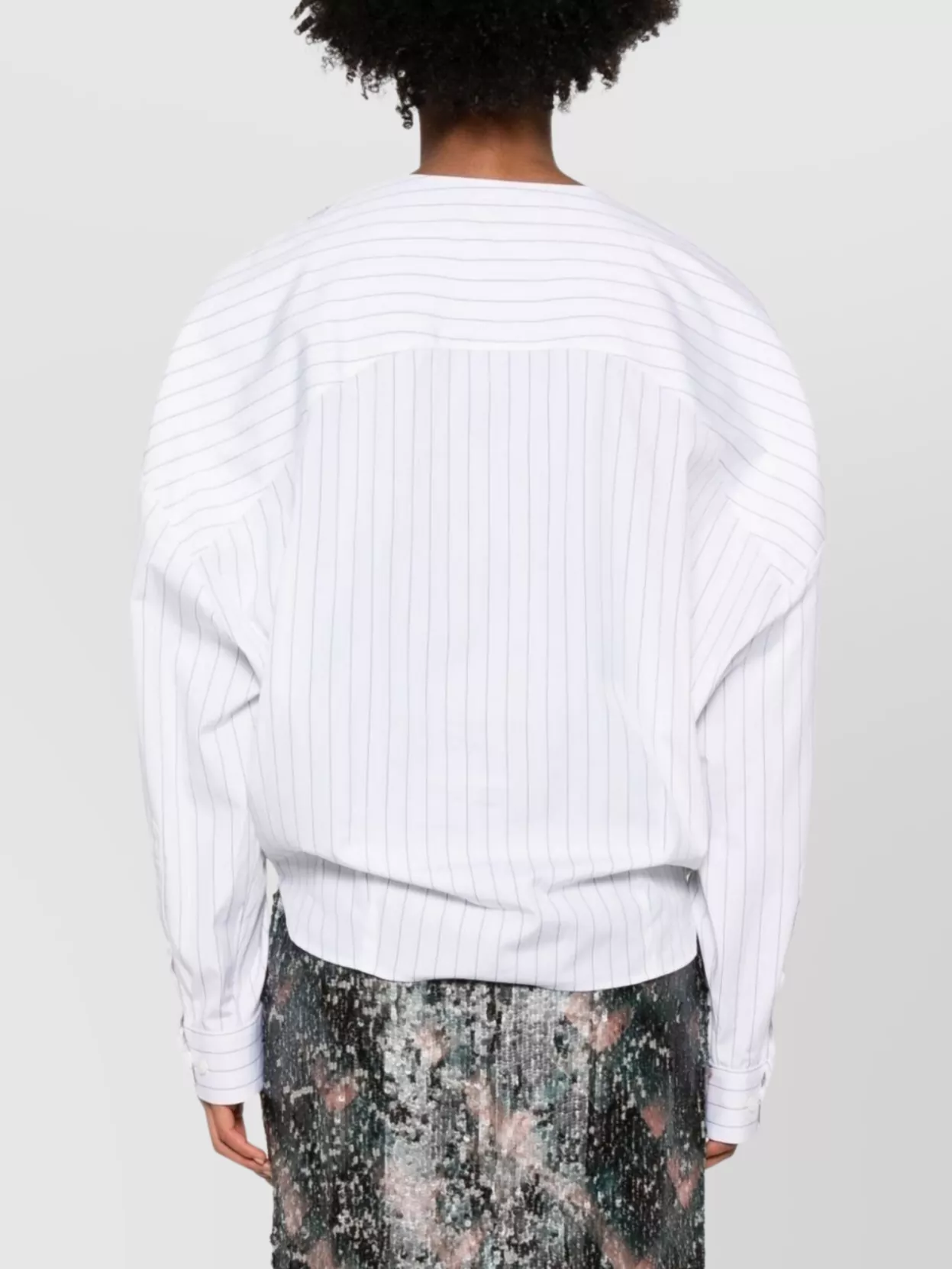 Dries Van Noten Striped V-Neck Long Sleeve Wrap Top