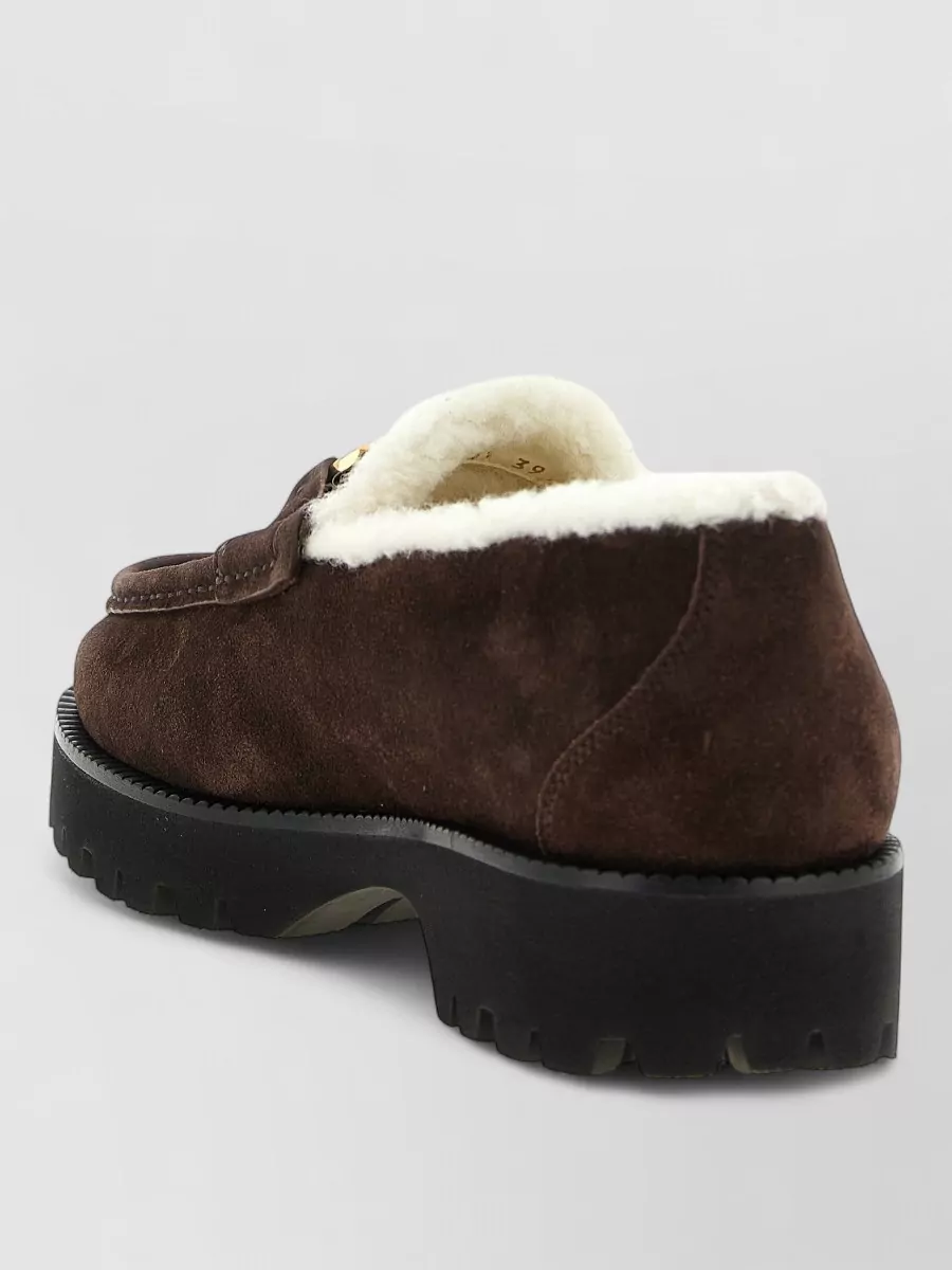 Valentino Garavani Leather Shearling-Lined Loafers