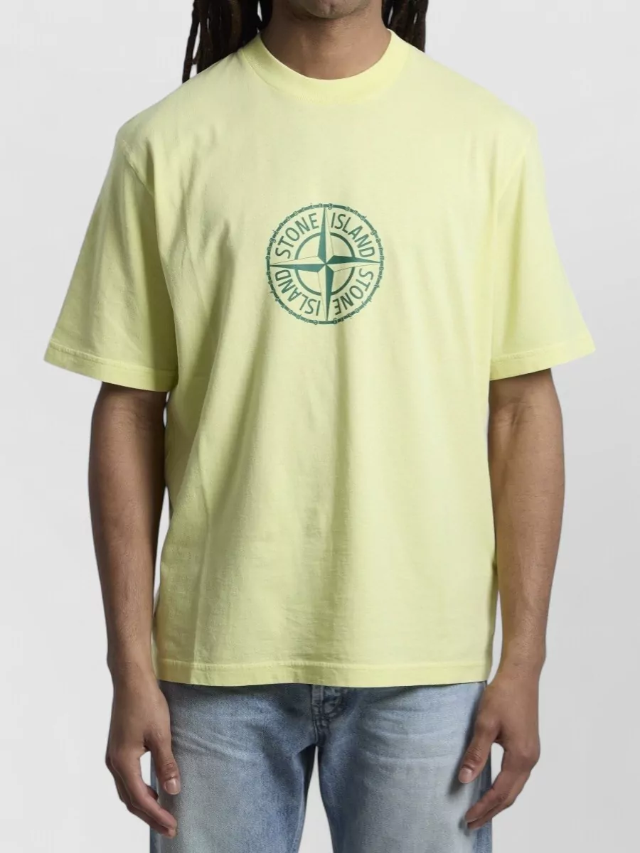 Stone Island Ribbed-crewneck logo-print organic cotton t-shirt