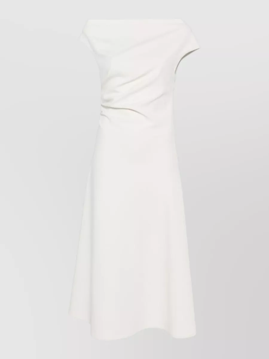 Parosh draped boat neck short sleeve midi dress