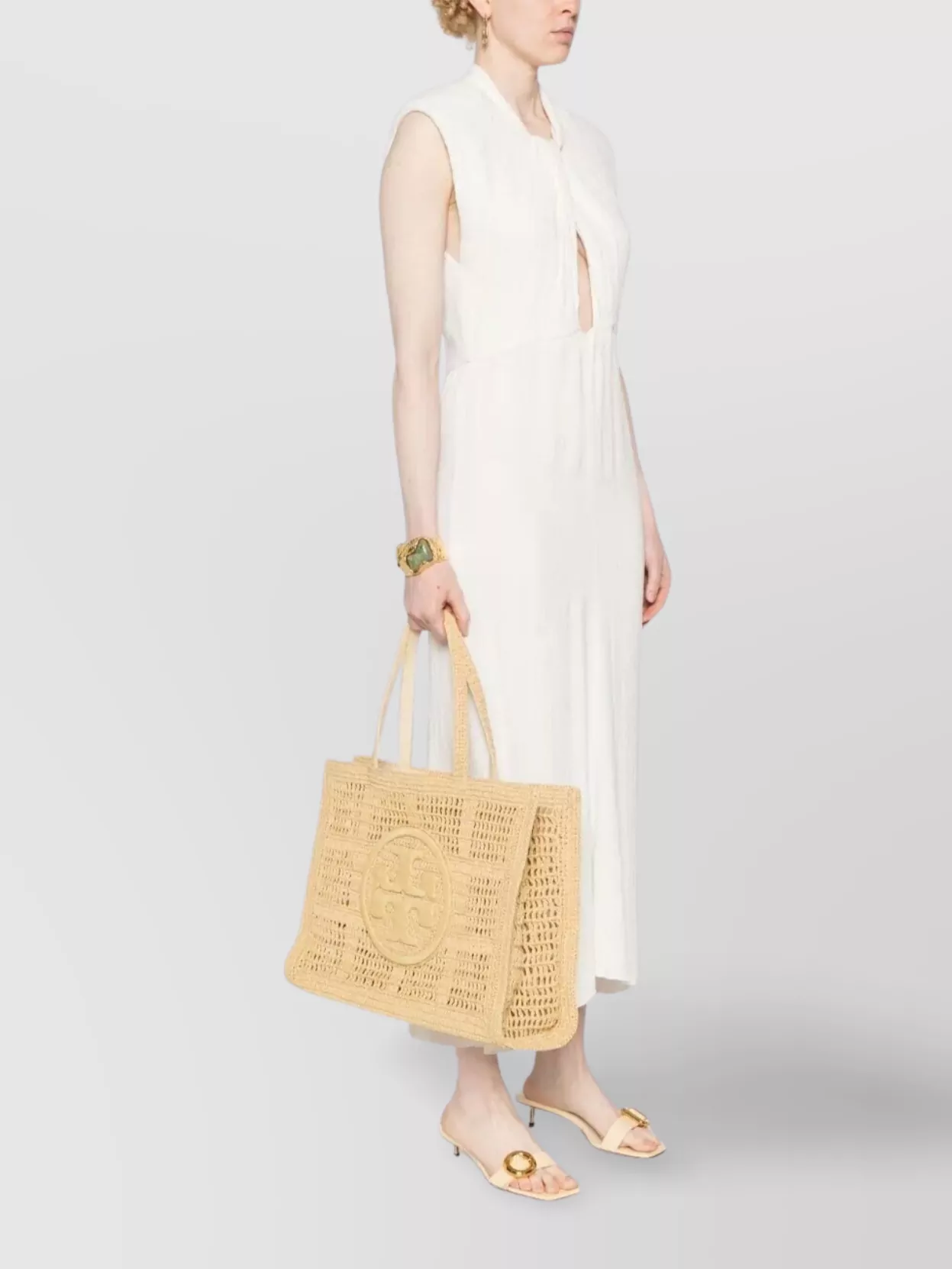 Tory Burch Hand-Crocheted Rectangular Tote Dual Handles