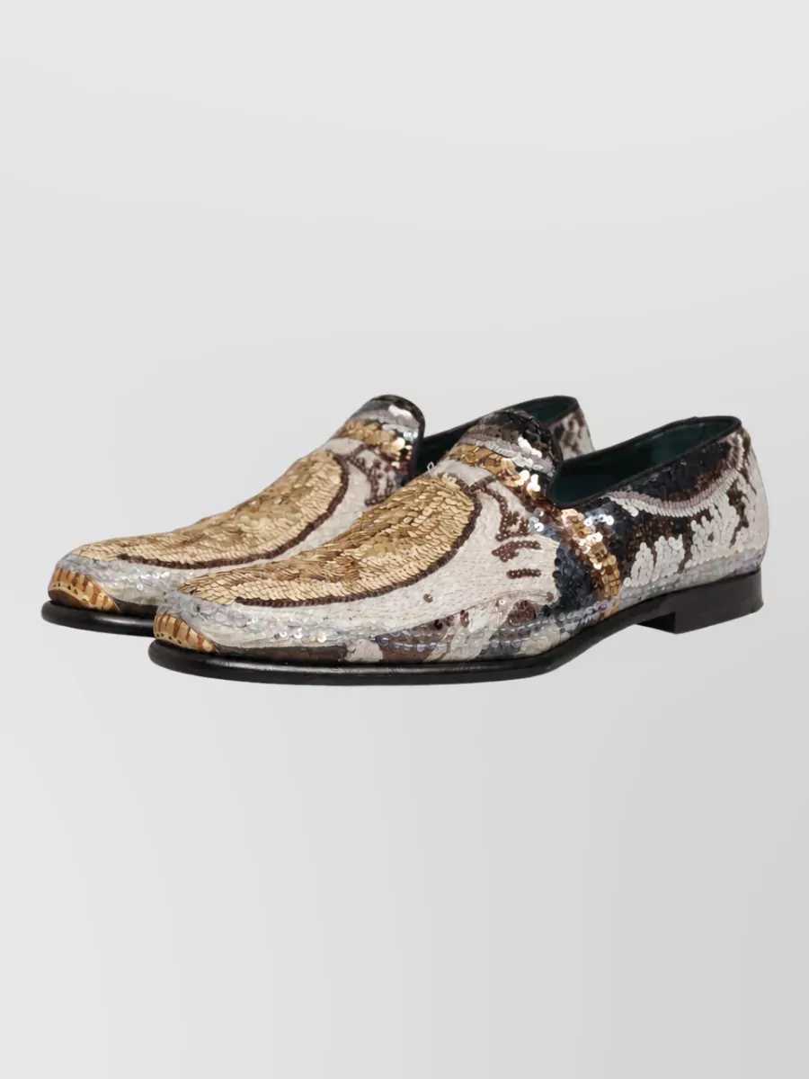 Dolce&Gabbana Embroidered Sequin Leather Monk Shoes