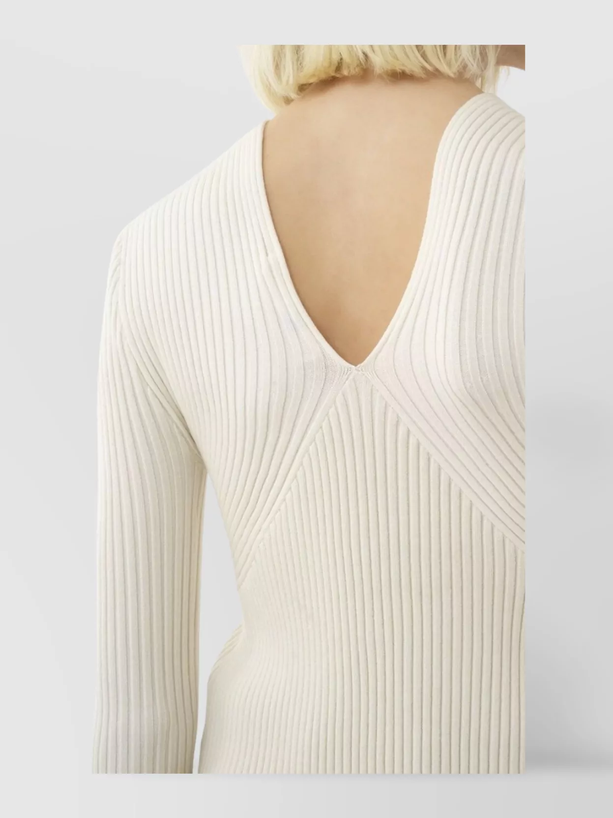 Chloé Cropped Sleeves V-Neck Ribbed Cardigan
