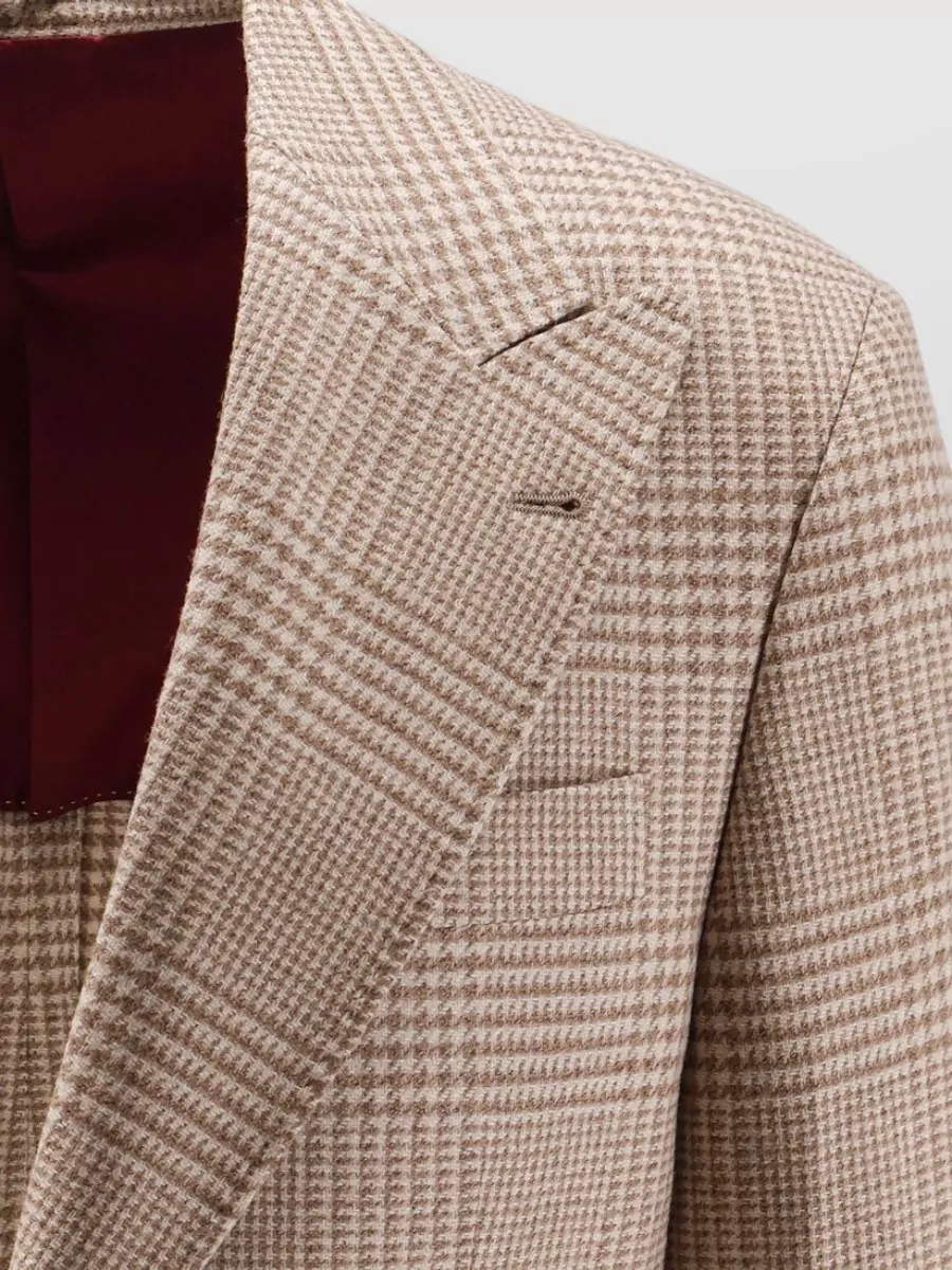 Brunello Cucinelli Prince Of Wales Cashmere Wool Single-Breasted Blazer