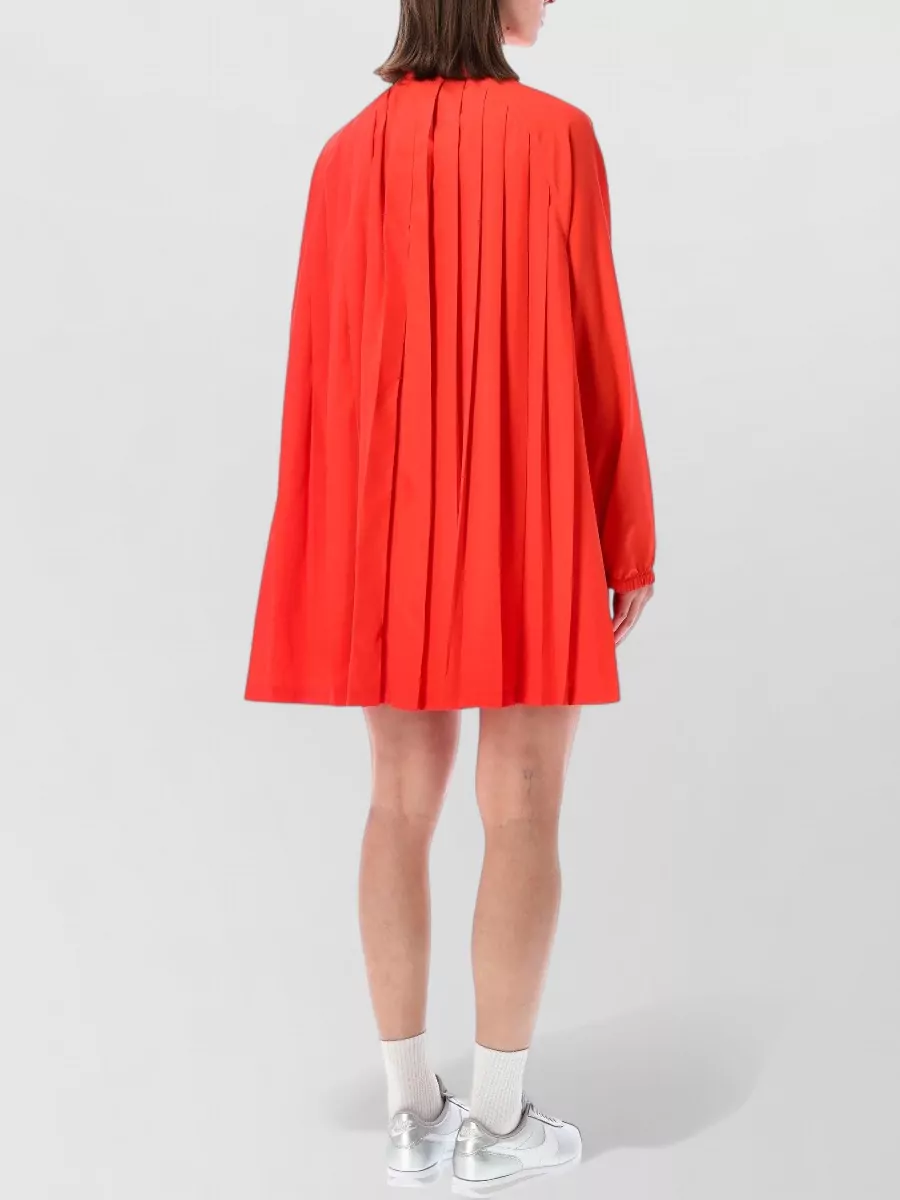 Nike Pleated High-Neck Long-Sleeve Mini Dress