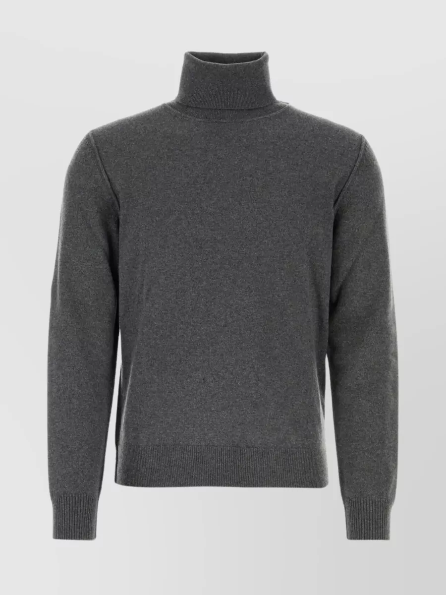 Shop Maison Margiela Ribbed Cashmere Turtleneck Sweater In Grey