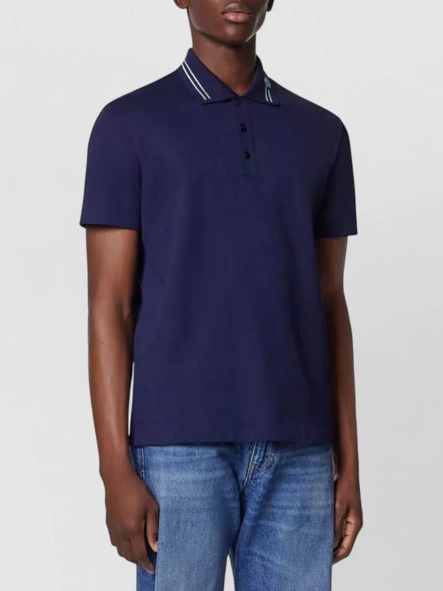 Versace Striped Cotton Polo Shirt