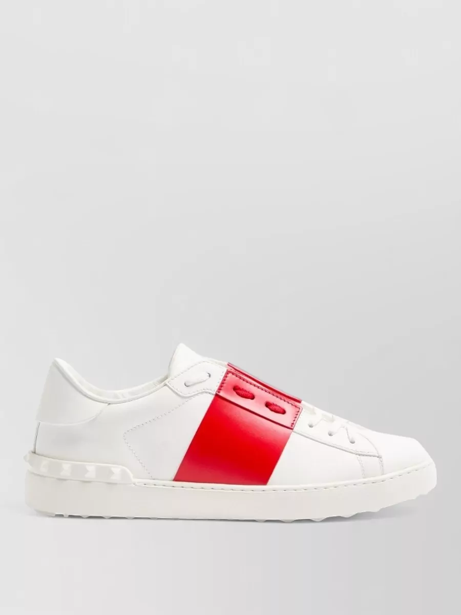Valentino Garavani Leather Sneakers Open Design Flat Sole