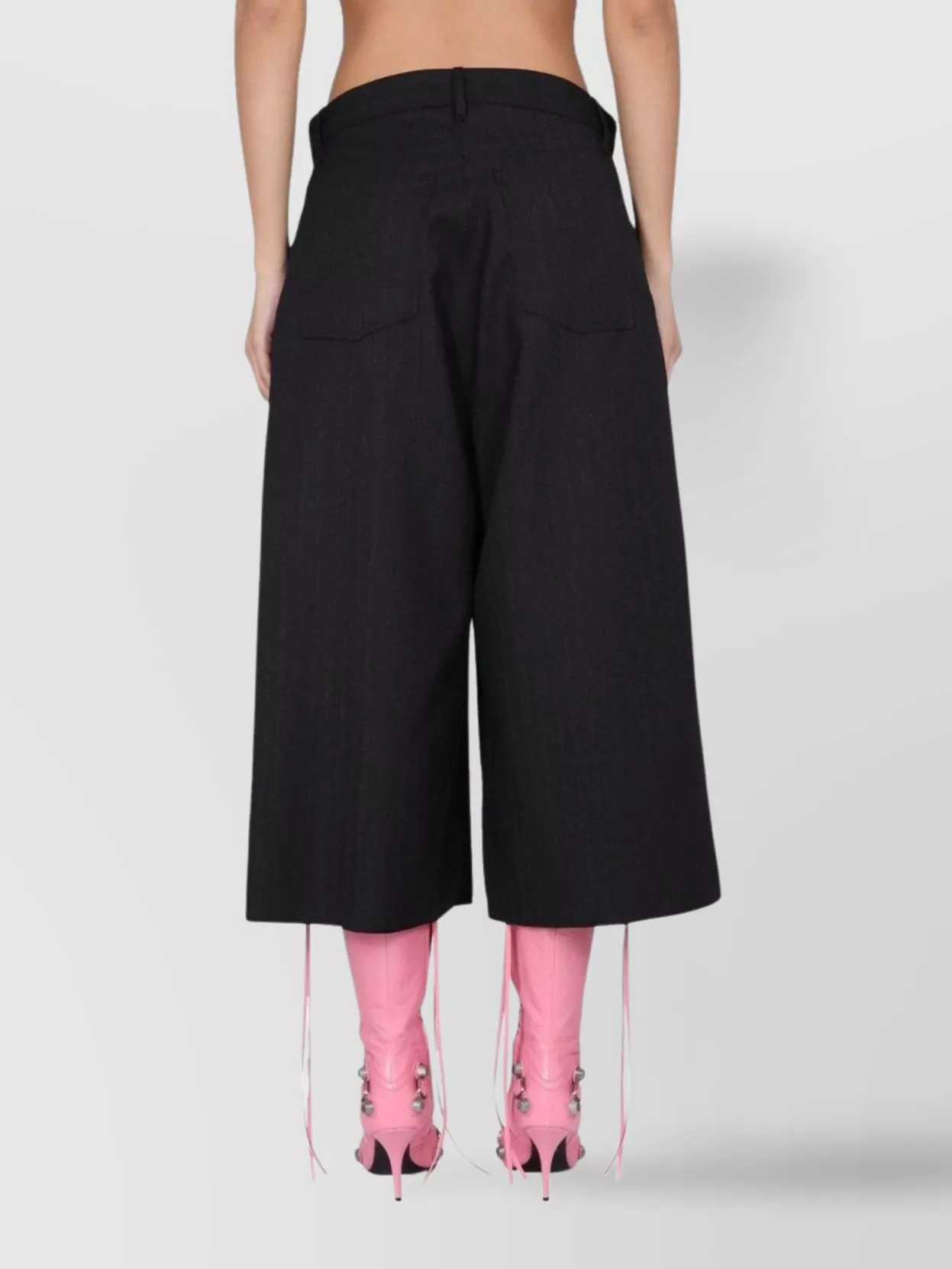 Balenciaga Loose Fit Wide Leg Trousers With Pockets In Black