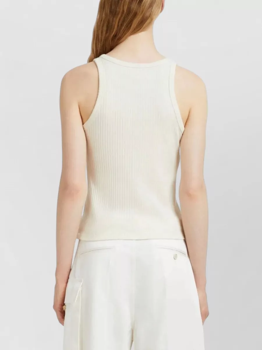 Marni Cotton Ribbed Sleeveless Logo Tank Top