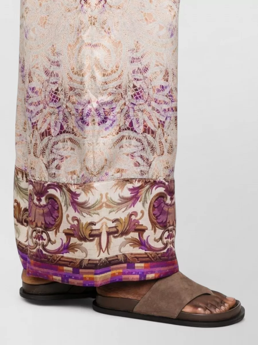 Pierre Louise Mascia Printed Silk Wide-Leg Trousers