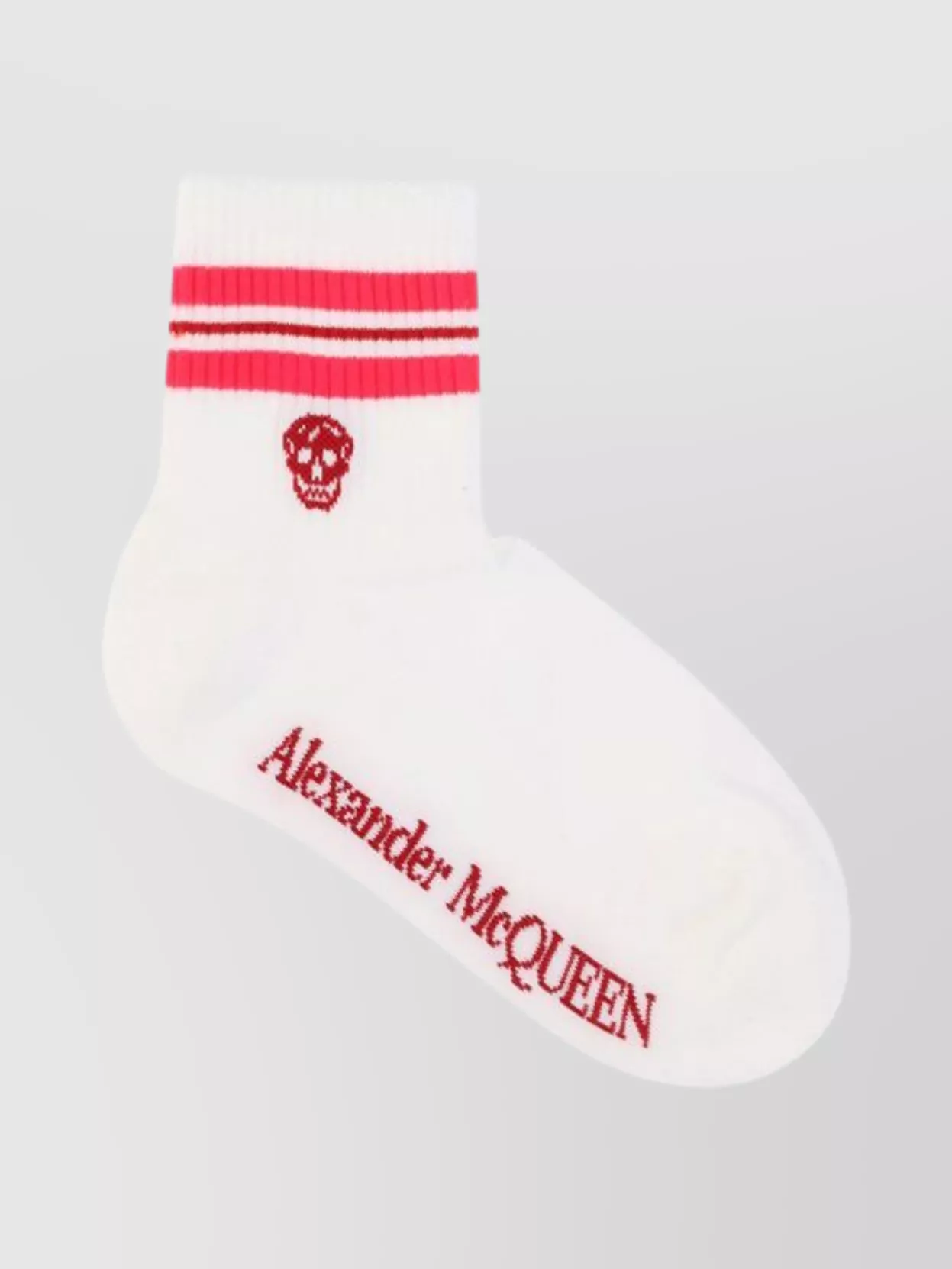 Alexander Mcqueen Striped Skull Cotton Ribbed Socks In White