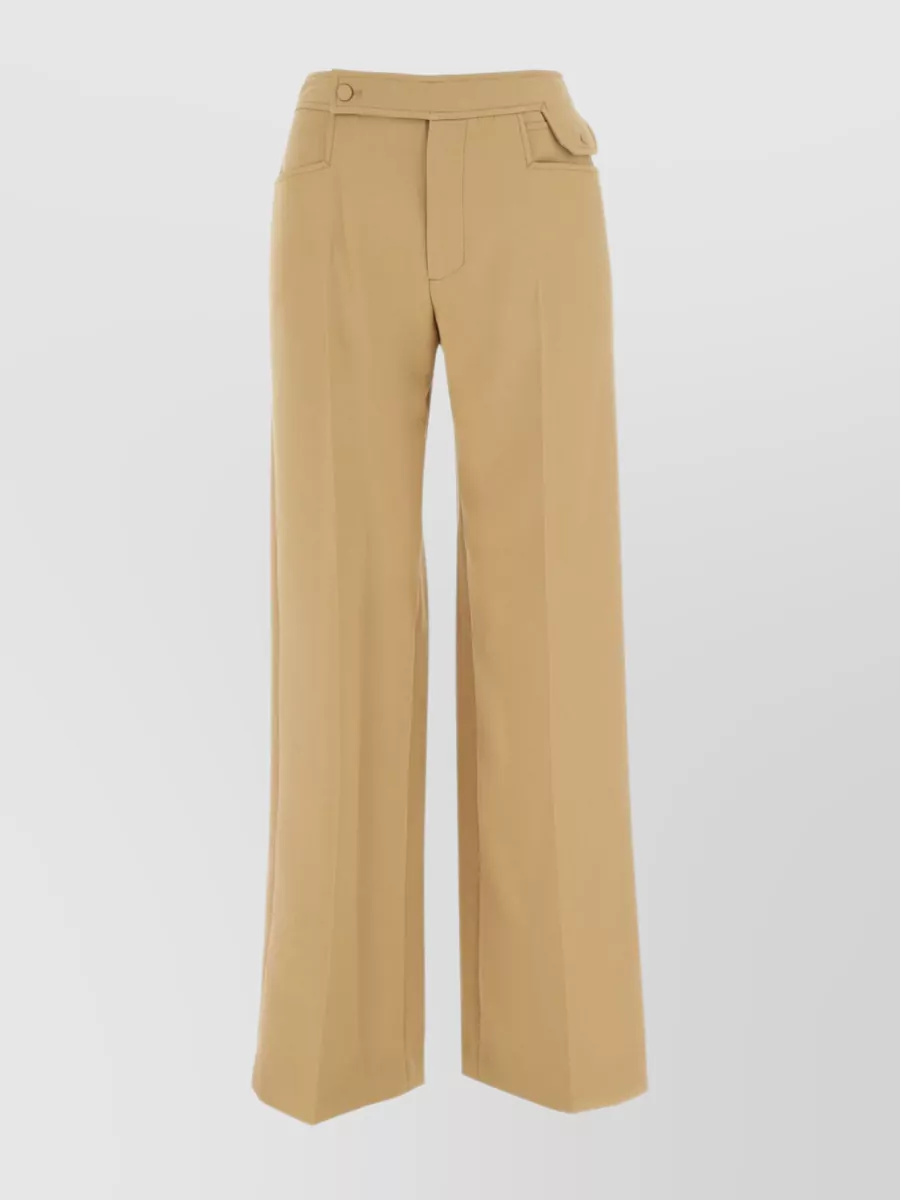 Shop Low Classic Polyester Wide-leg Pant With Central Pleats In Brown