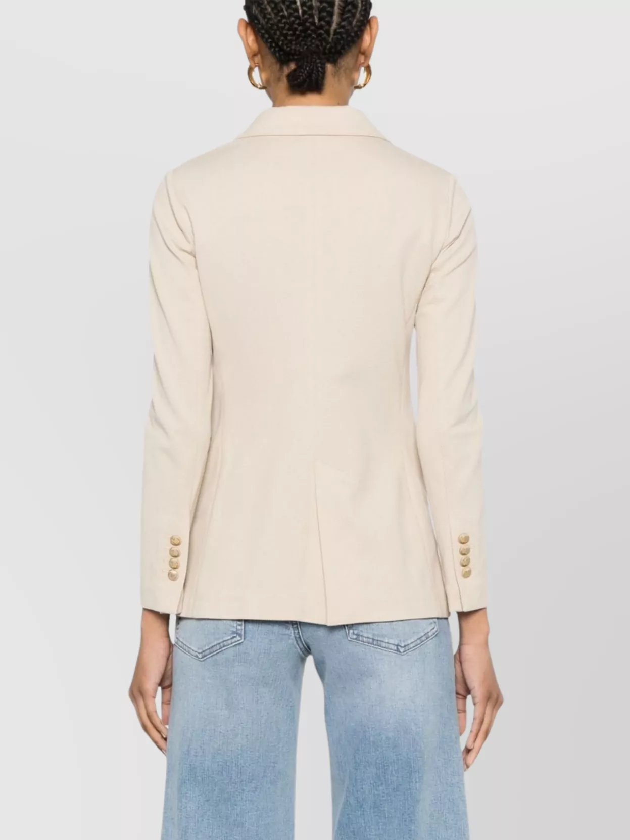 Circolo 1901 Double-breasted Cotton Jacket With Rear Vent In Nude