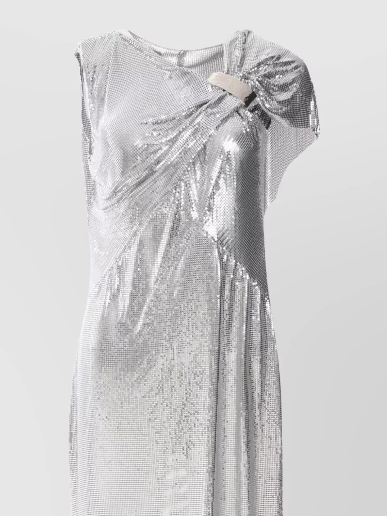 Paco Rabanne Mesh Draped Maxi Sequin Dress