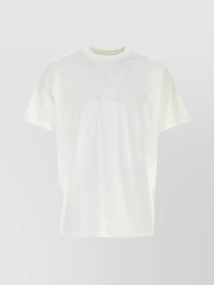 Shop Burberry Relaxed Fit Ribbed Crew-neck Cotton T-shirt In Cream