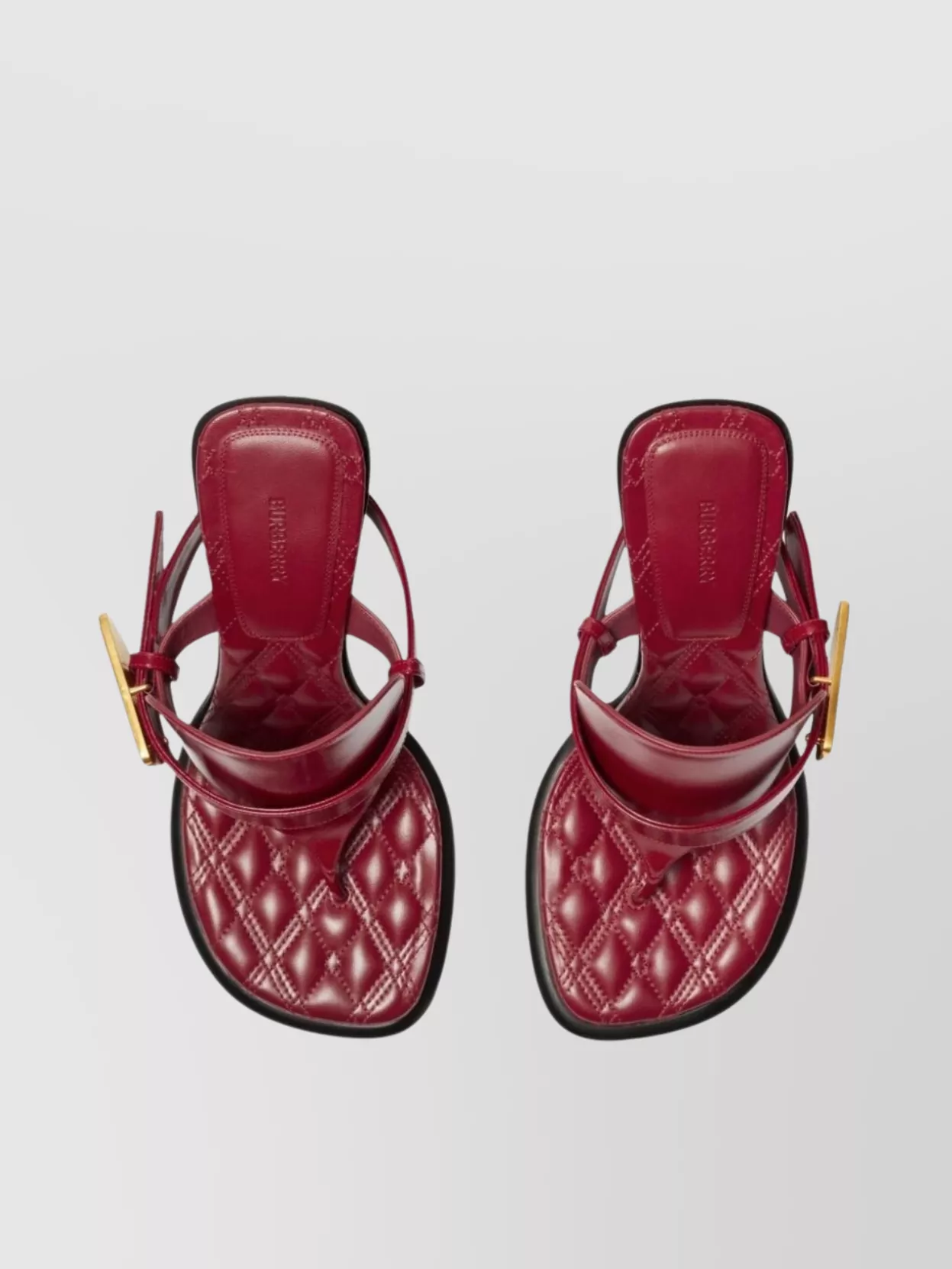 Burberry Quilted Leather Sandals Gold Buckle