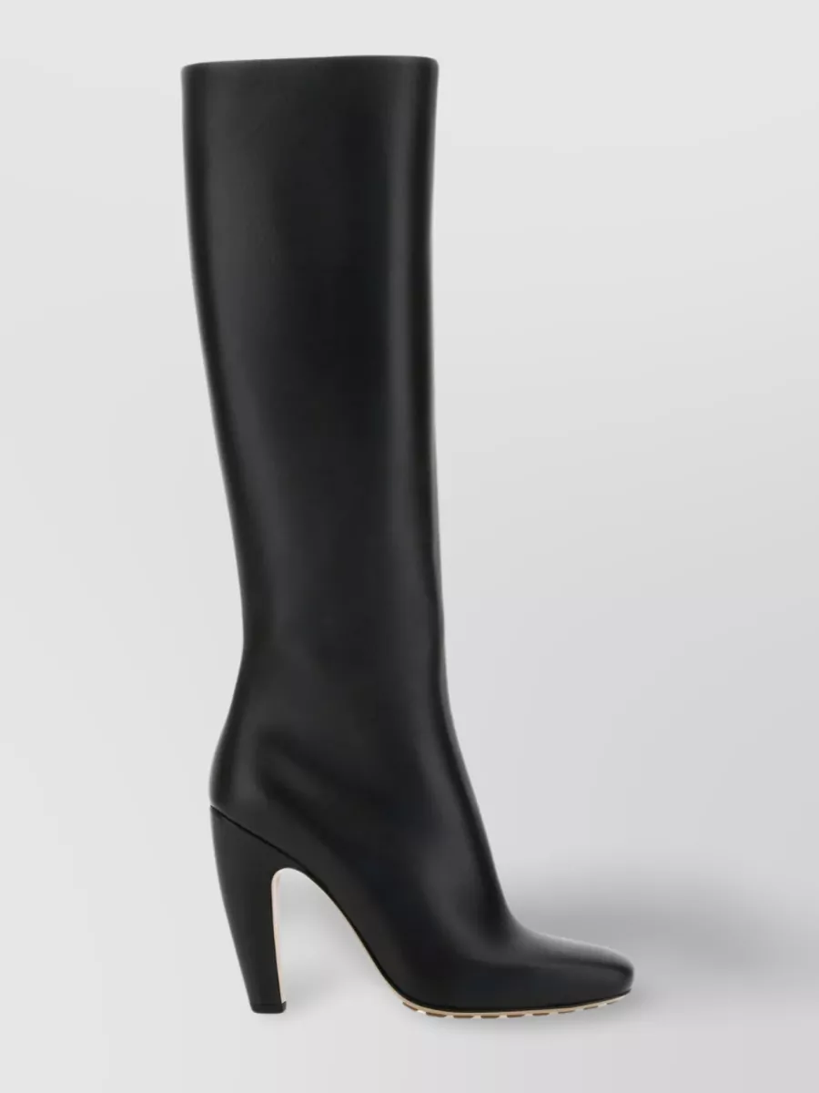 Shop Bottega Veneta Distinctive Heeled Leather Boots In Black
