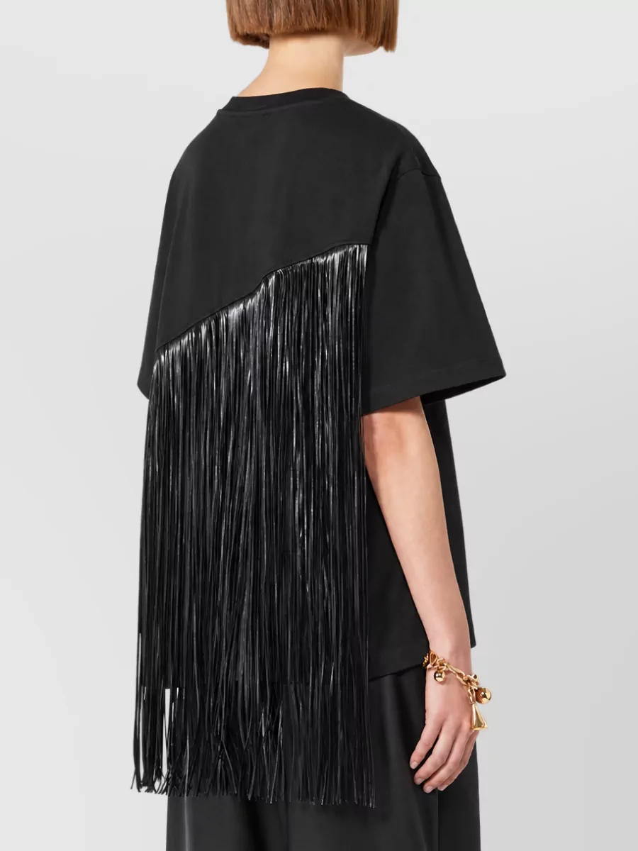 Sportmax Asymmetric Fringe Cotton T-Shirt