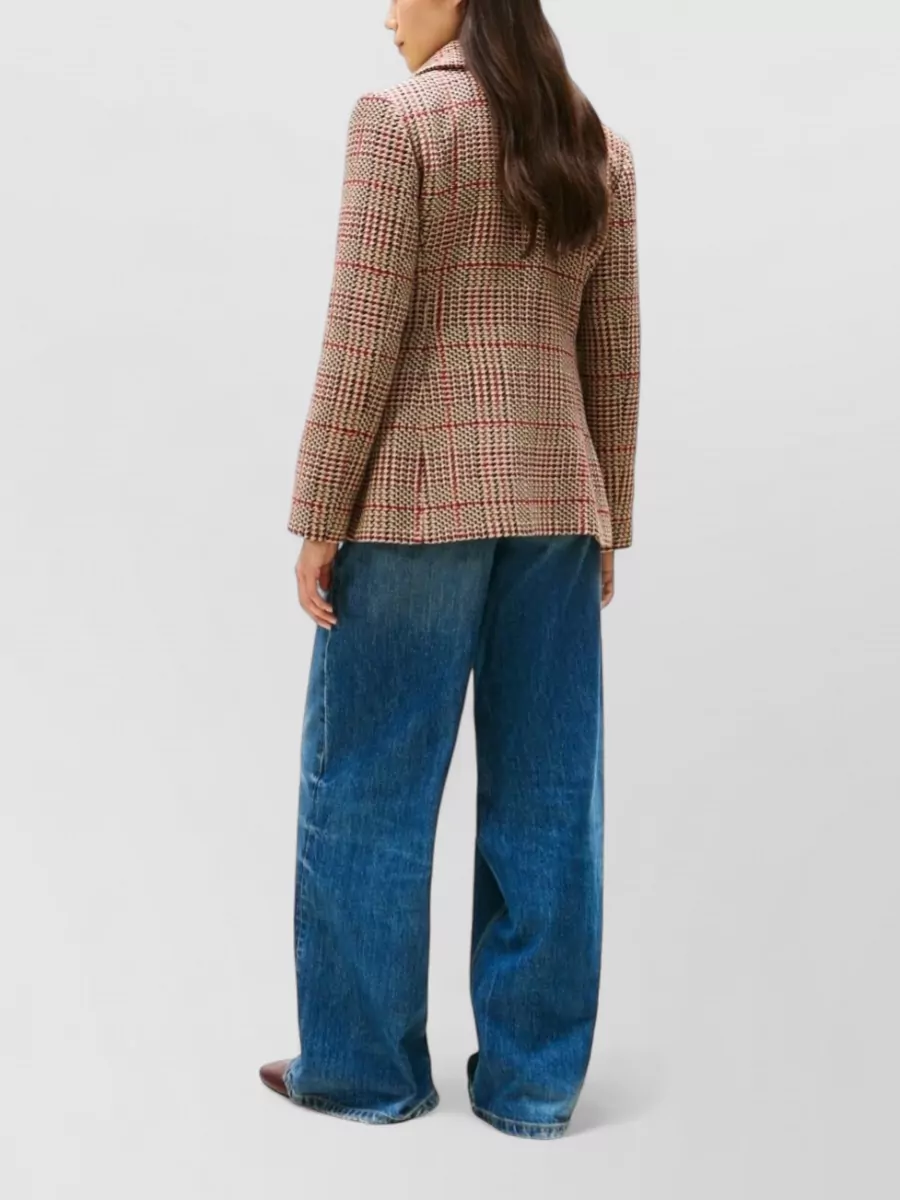 Tommy Hilfiger Check Blazer With Notched Lapels And Pockets