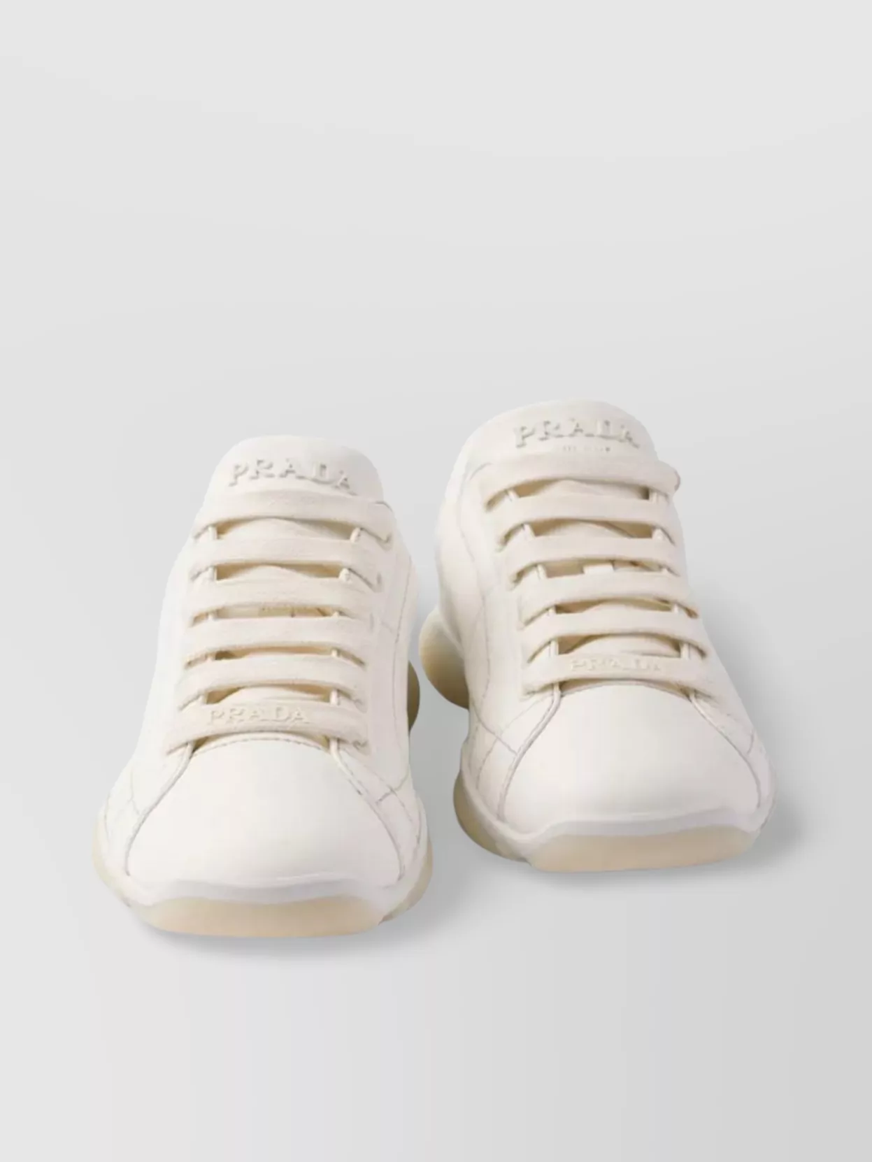 Prada Leather Sneakers Crafted Geometric Stitching