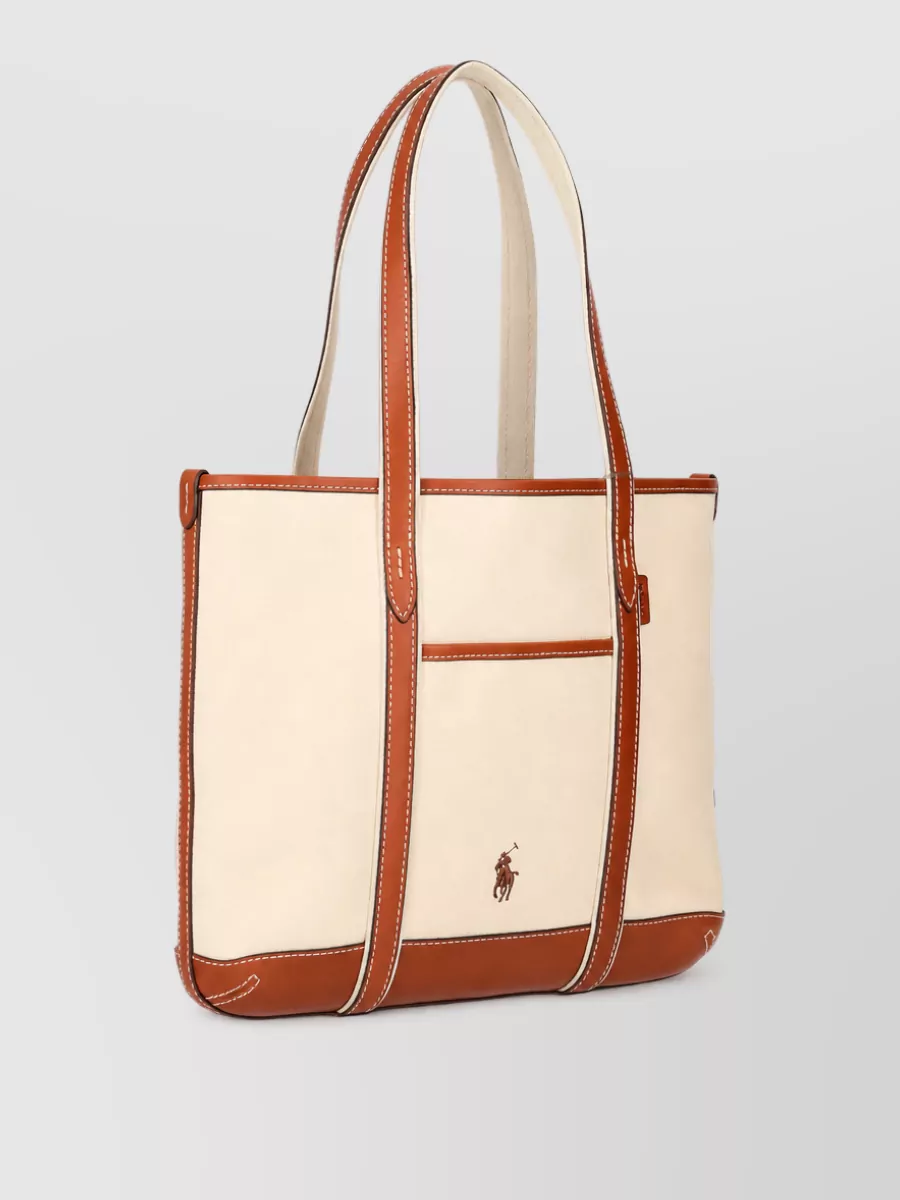 Ralph Lauren Canvas And Leather Small Tote Bag