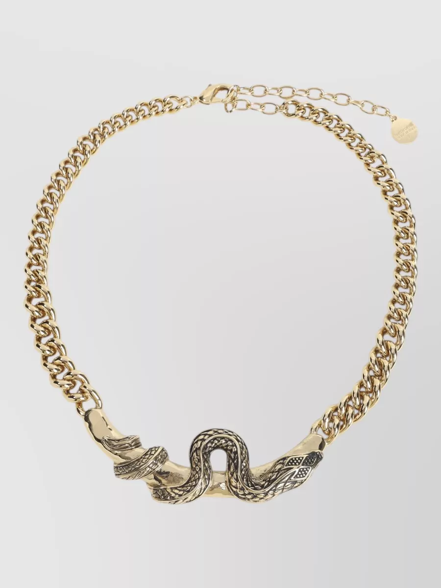 Roberto Cavalli brass serpentine necklace