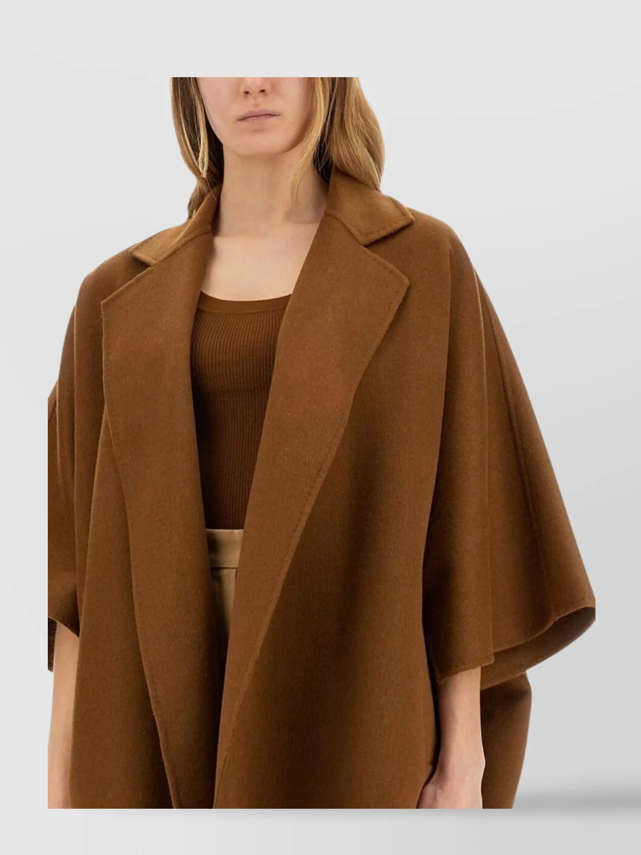 Max Mara Oversized Cape Coat Short Sleeves In Brown