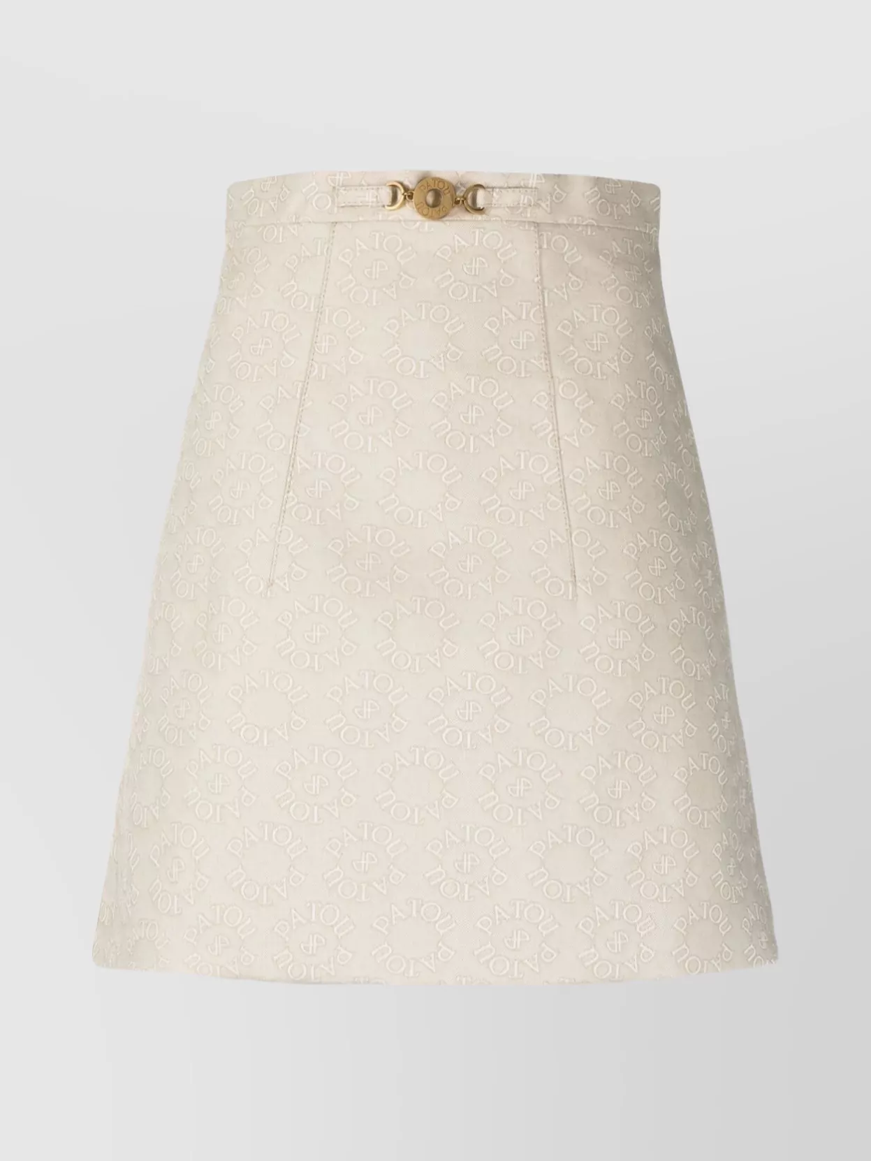 Shop Patou High-waisted A-line Midi Skirt In Beige