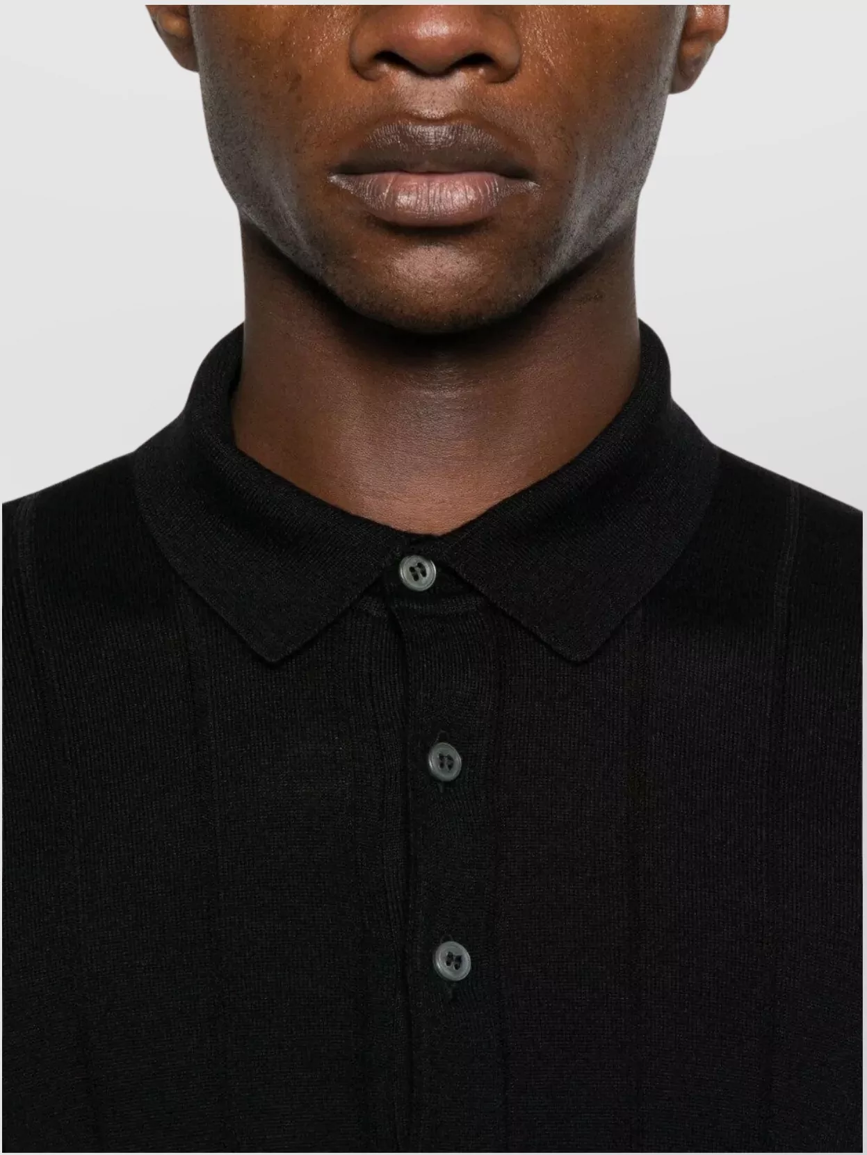 Tagliatore Long Sleeve Polo Shirt With Ribbed Texture