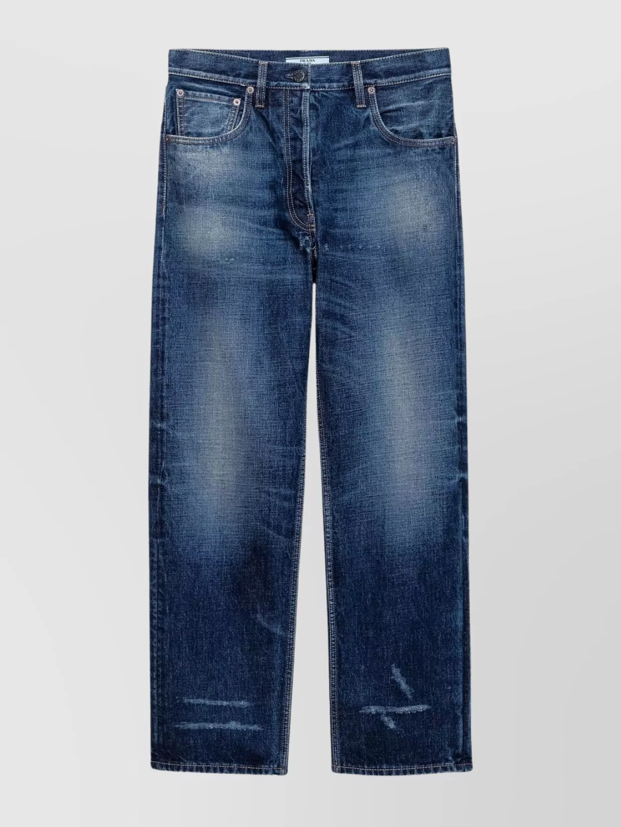 Prada Five Pocket Trousers With Distressed Faded Effect In Blue