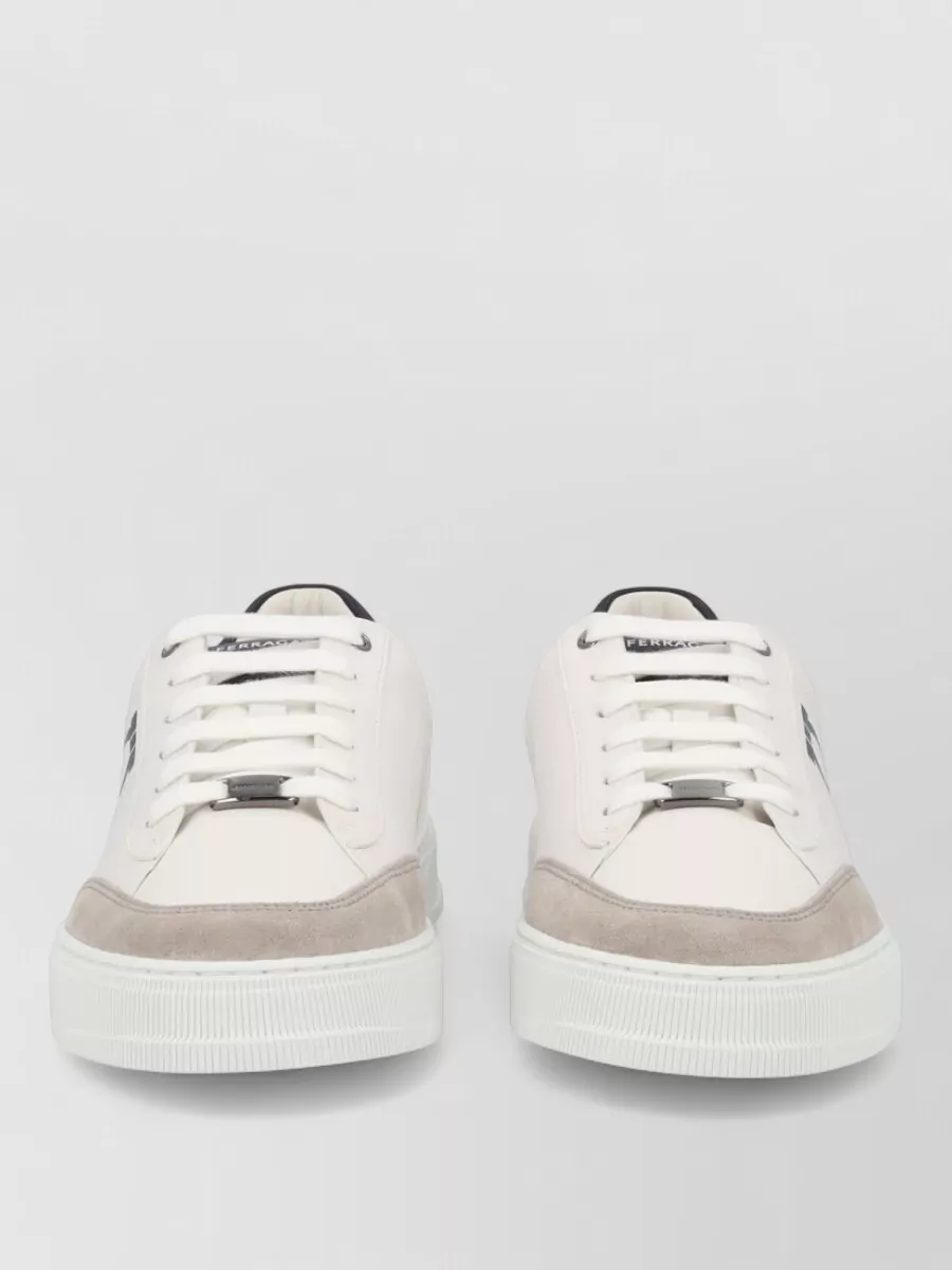 Ferragamo Sneakers Contrast Heel Tab Round Toe