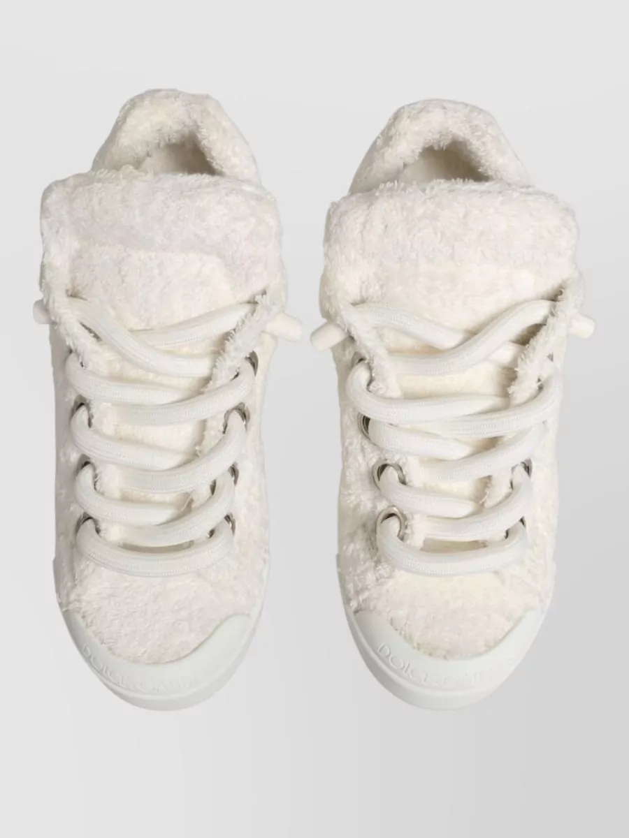 Dolce&Gabbana Faux Shearling Low-Top Sneakers