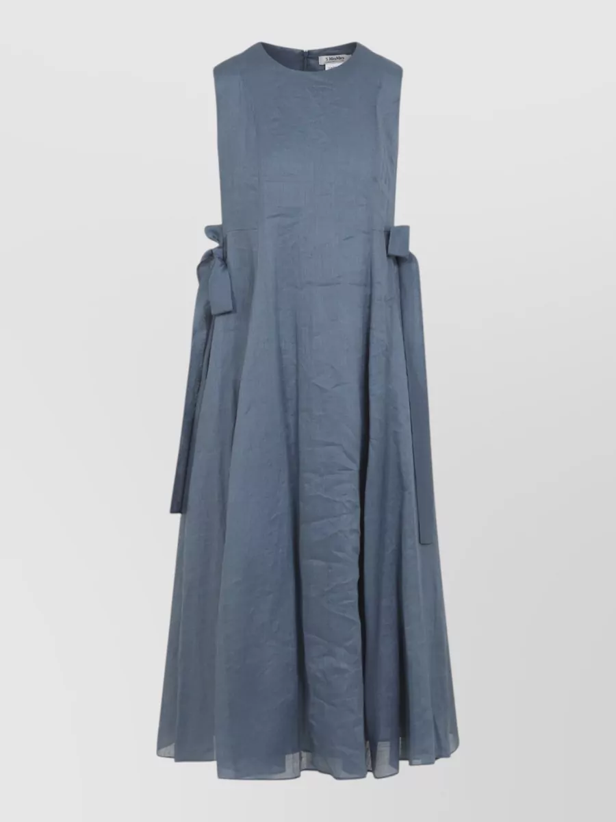 S Max Mara Ramie Sleeveless Round-Neck Midi Dress