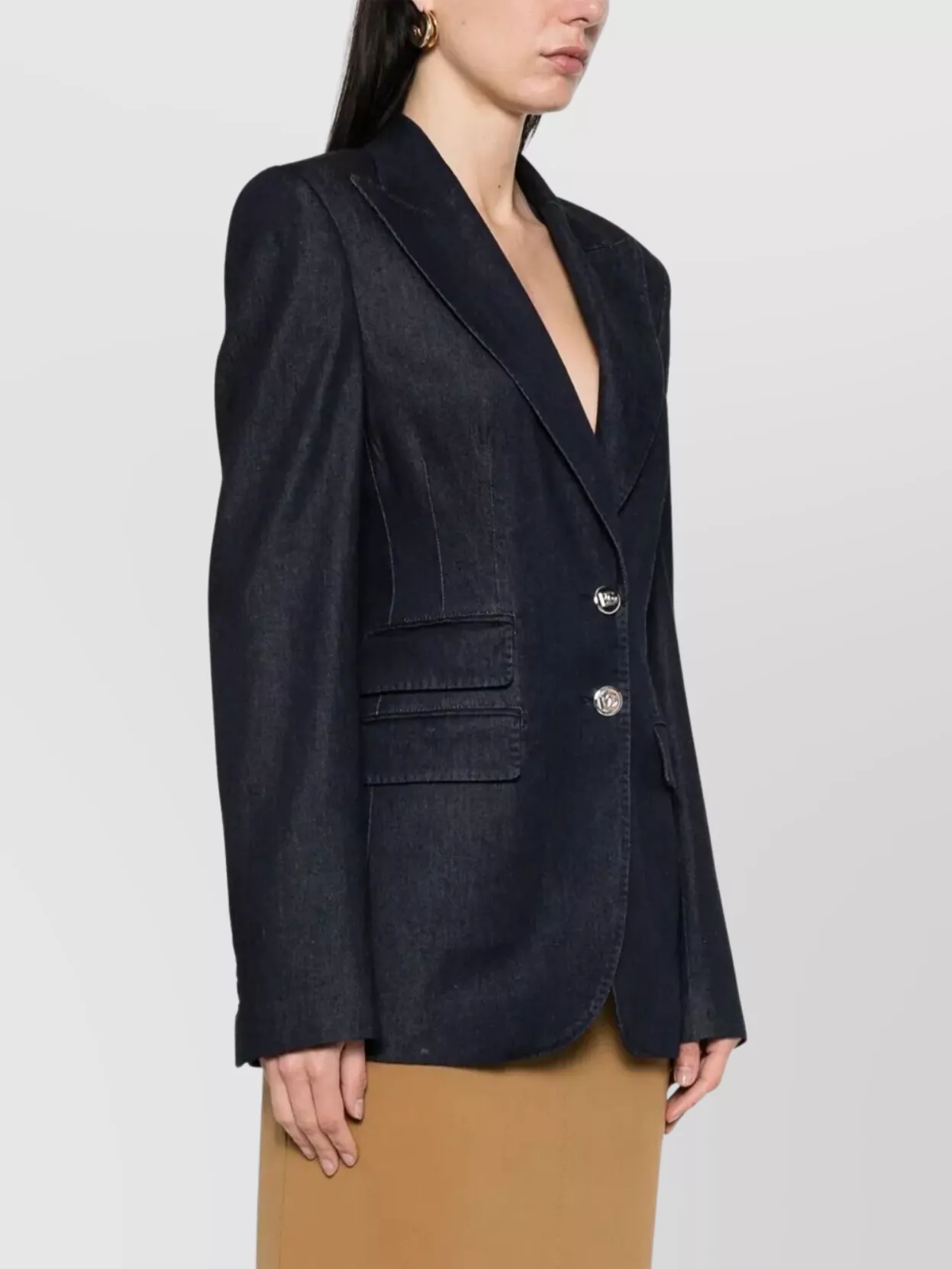 Dolce & Gabbana Single-breasted Denim And Silk Turlington Jacket In Blue