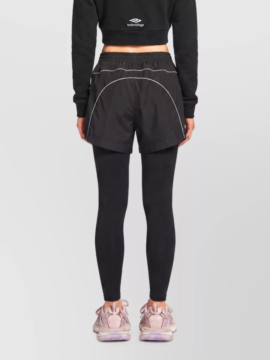 Balenciaga Mid-Rise Printed Technical Track Shorts