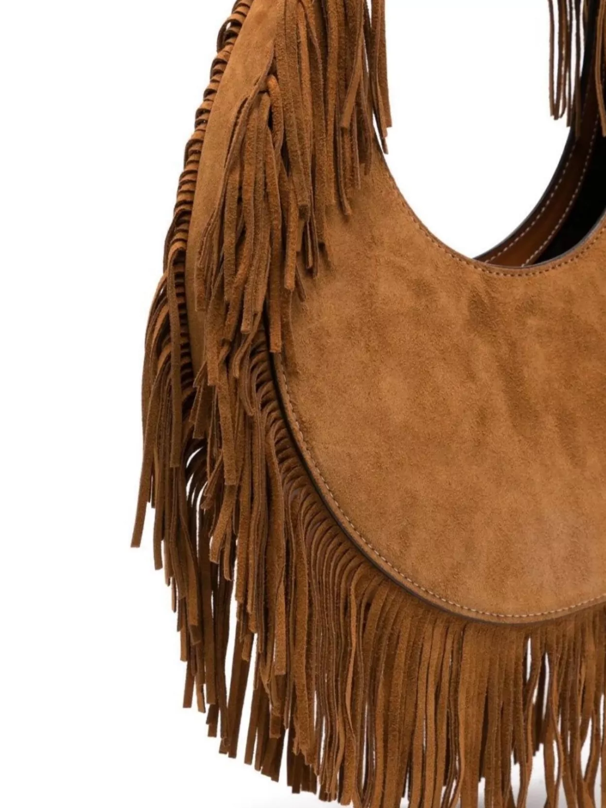 Staud Round Shape Suede Fringe Tote Bag
