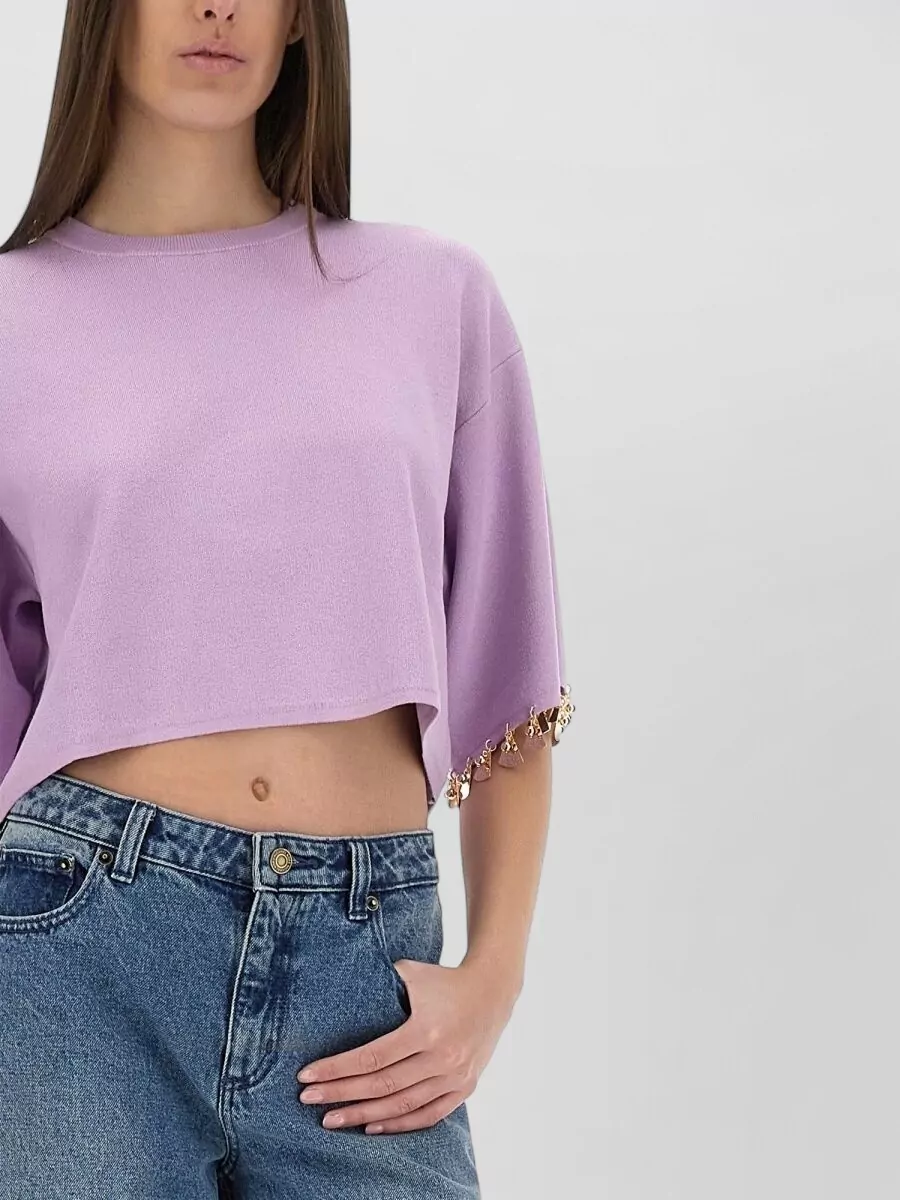 Paco Rabanne Silk-Blend Cropped Crew-Neck Knitted Top