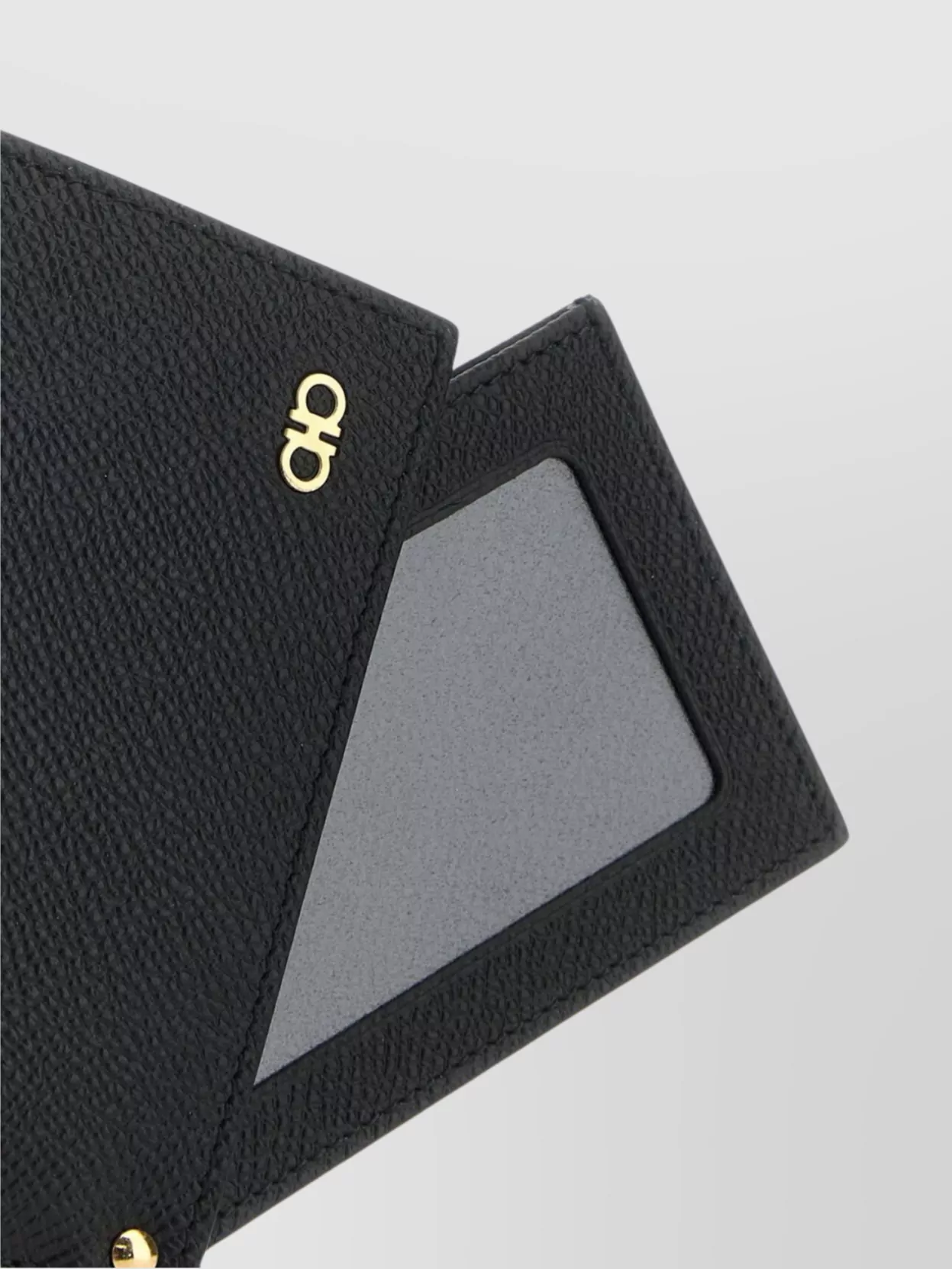 Ferragamo Textured Leather Card Holder In Black