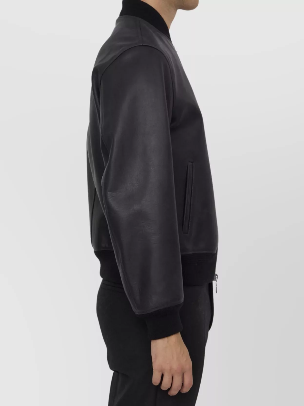 Dolce&Gabbana Calf Leather Bomber Jacket With Rib-Knit Trims
