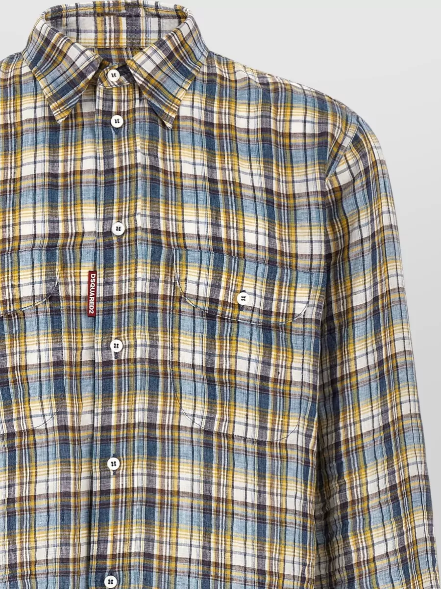 Dsquared2 Linen Plaid Long-Sleeve Shirt