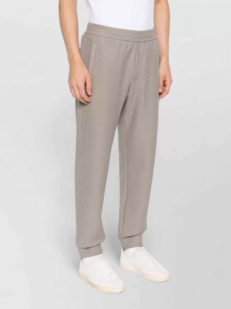 Emporio Armani Cotton Blend Sweatpants Textured Fabric Pockets